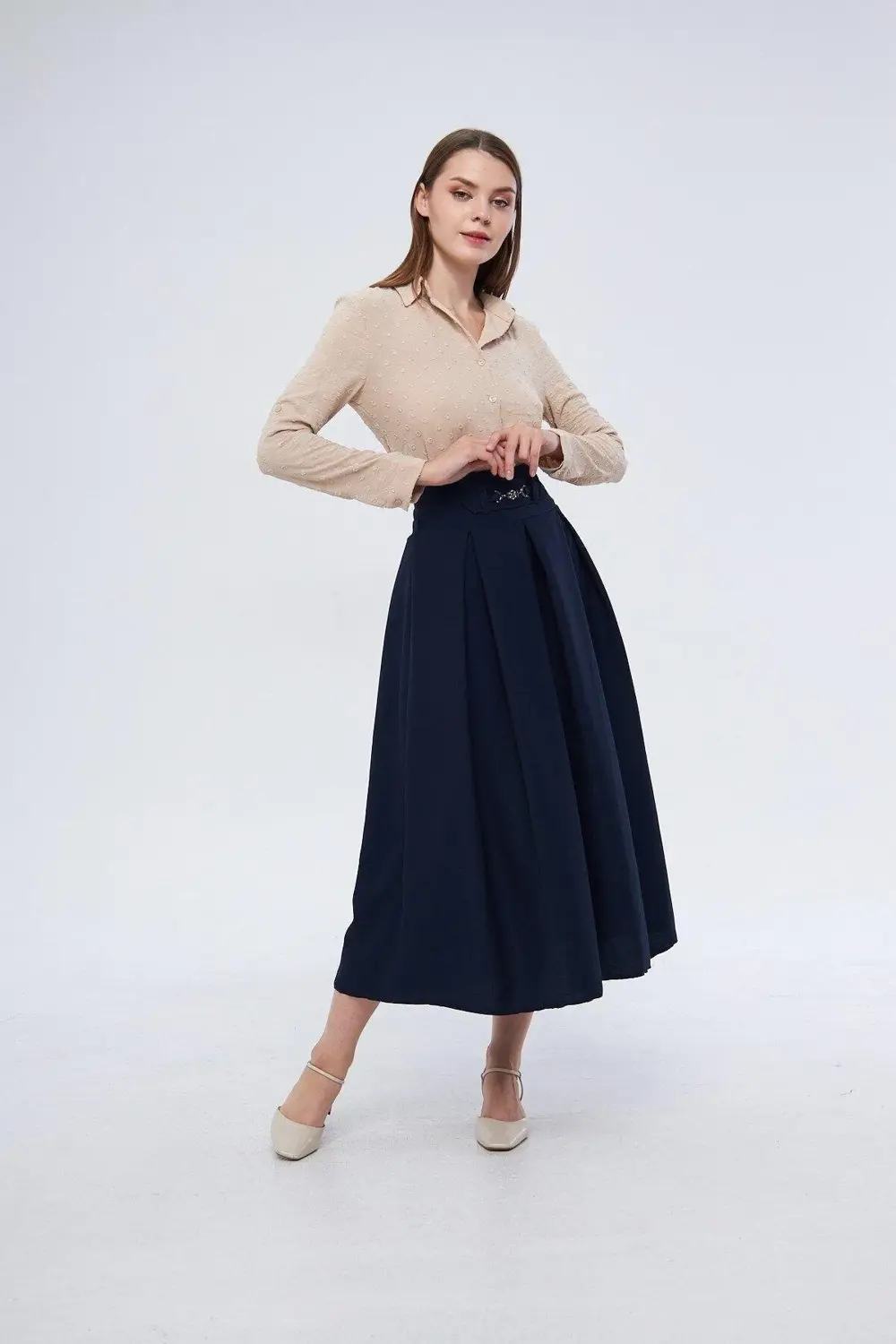 Apaen Kadın Vizon Metal Aksesuar Detaylı Mevsimlik Kloş Tesettür