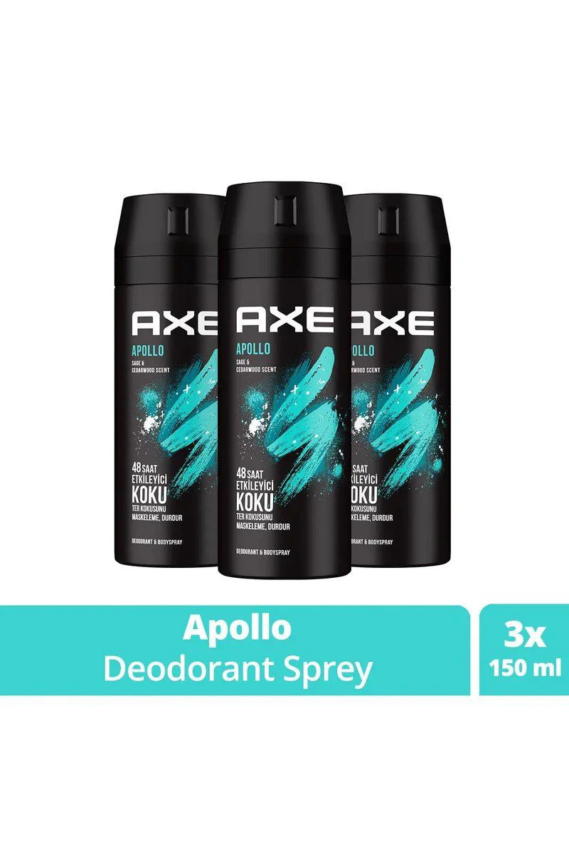 Apollo Erkek Deodorant Spreyi 3'lü Paket 150 ml – 48 Saat Etkileyici Koku Fiyatı, Yorumları ve Özellikleri