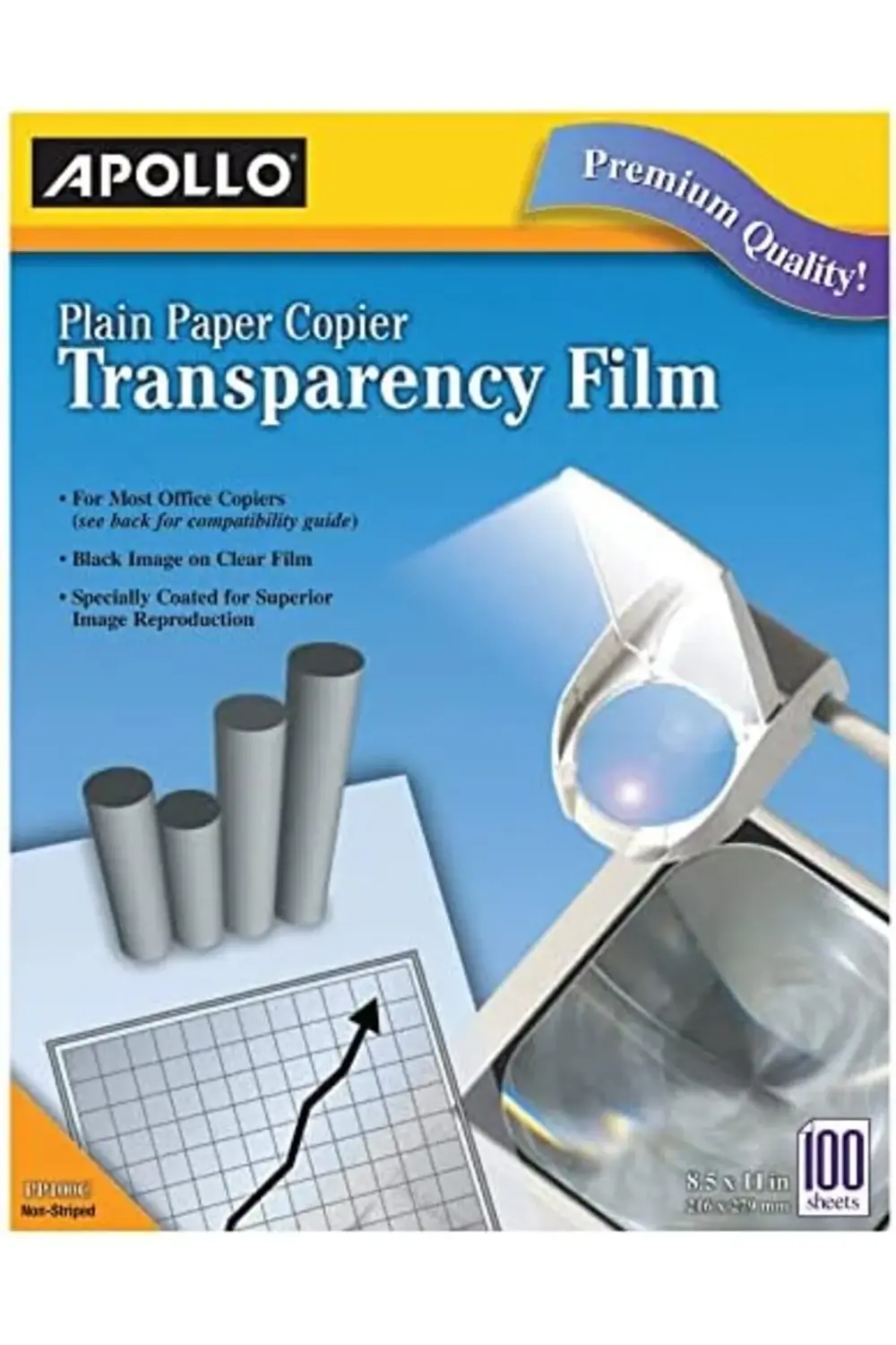 Apollo Fotokopi makinesi için şeffaf folyo, şeffaf üzerine siyah,