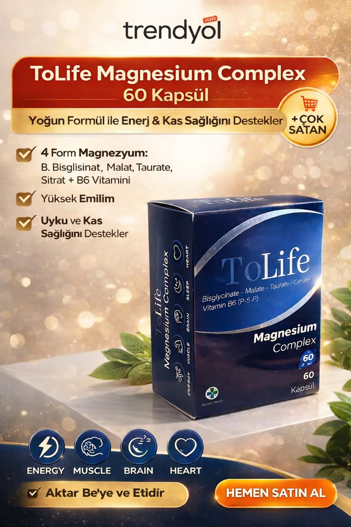 Apotek Magnesium Complex (Bisglisinat-Sitrat-Taurat-Malat) ve B6 (P5P) 60 Kapsül Fiyatı, Yorumları ve Özellikleri