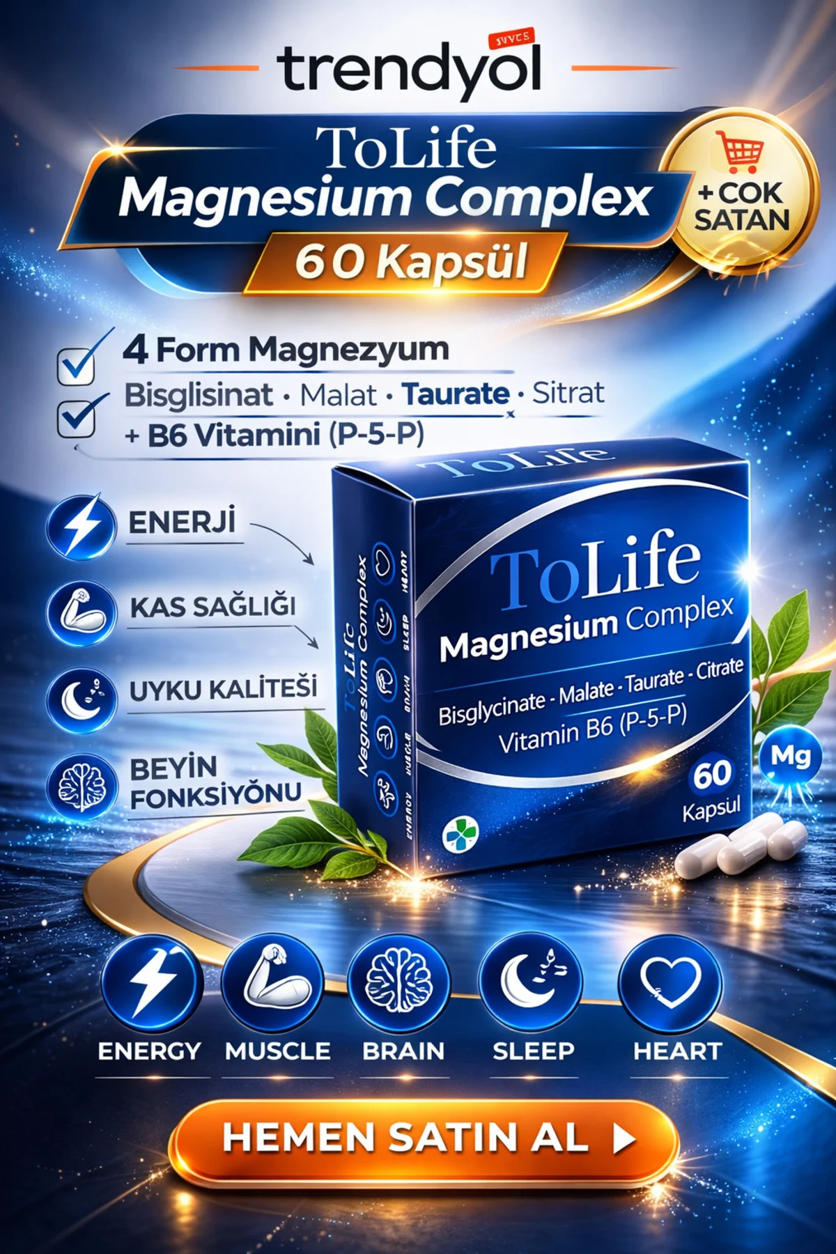 Apotek Magnesium Complex (Bisglisinat-Sitrat-Taurat-Malat) ve B6 (P5P) 60 Kapsül Fiyatı, Yorumları ve Özellikleri