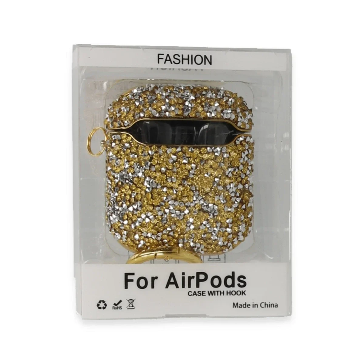 Apple Airpods 2 (2.nesil) Mira Taşlı Kılıf - Gold