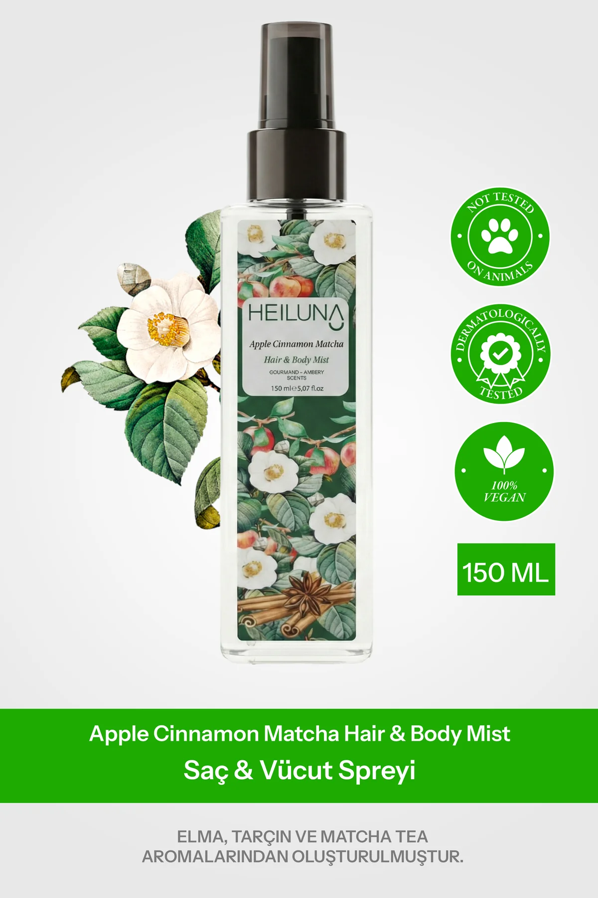 Apple Cinnamon Matcha Saç ve Vücut Spreyi 150 ml