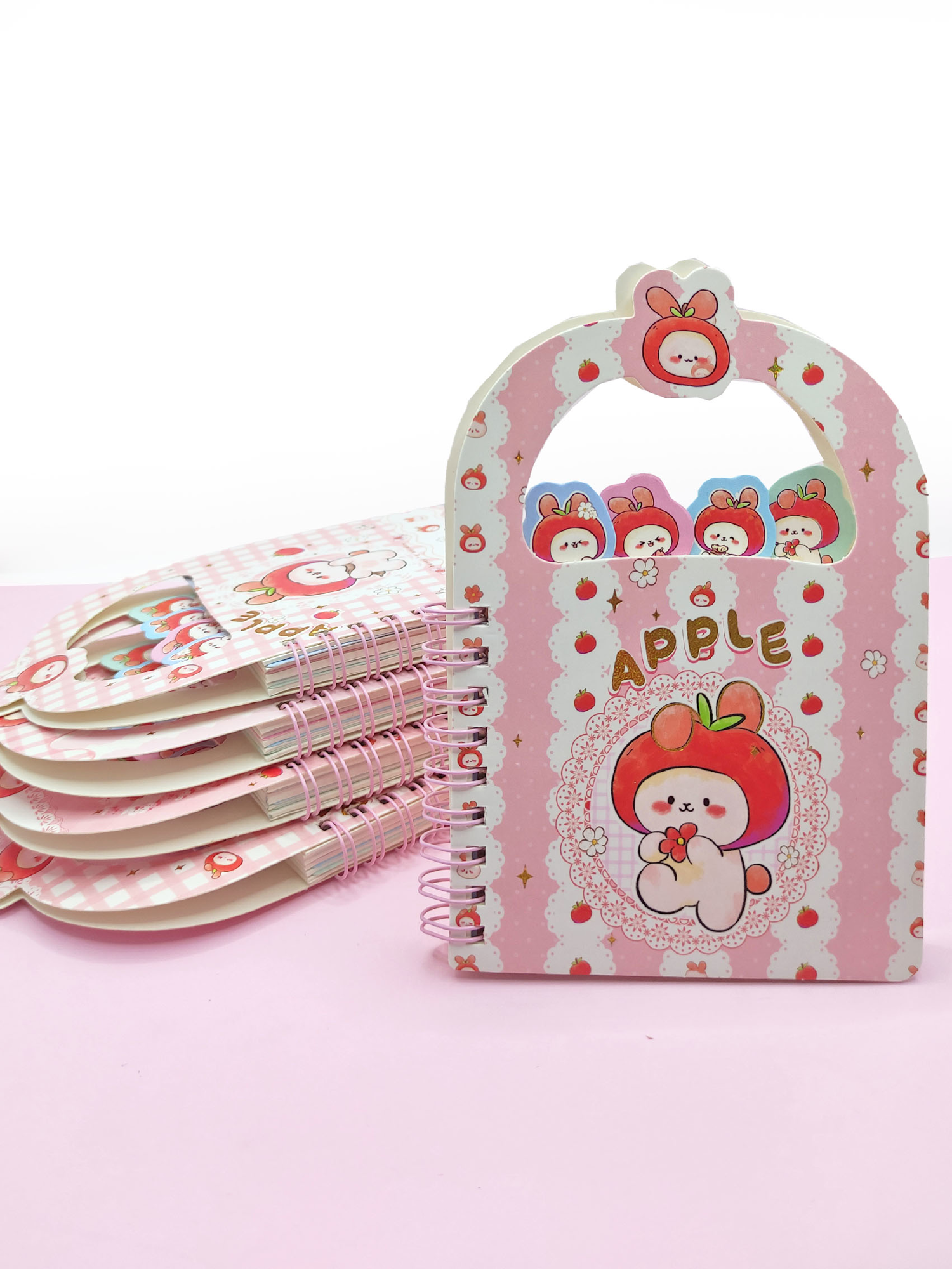 Apple Elma Tavşan Ayraçlı A6 Not Defteri (10x15 cm) - Çiçekli Tav