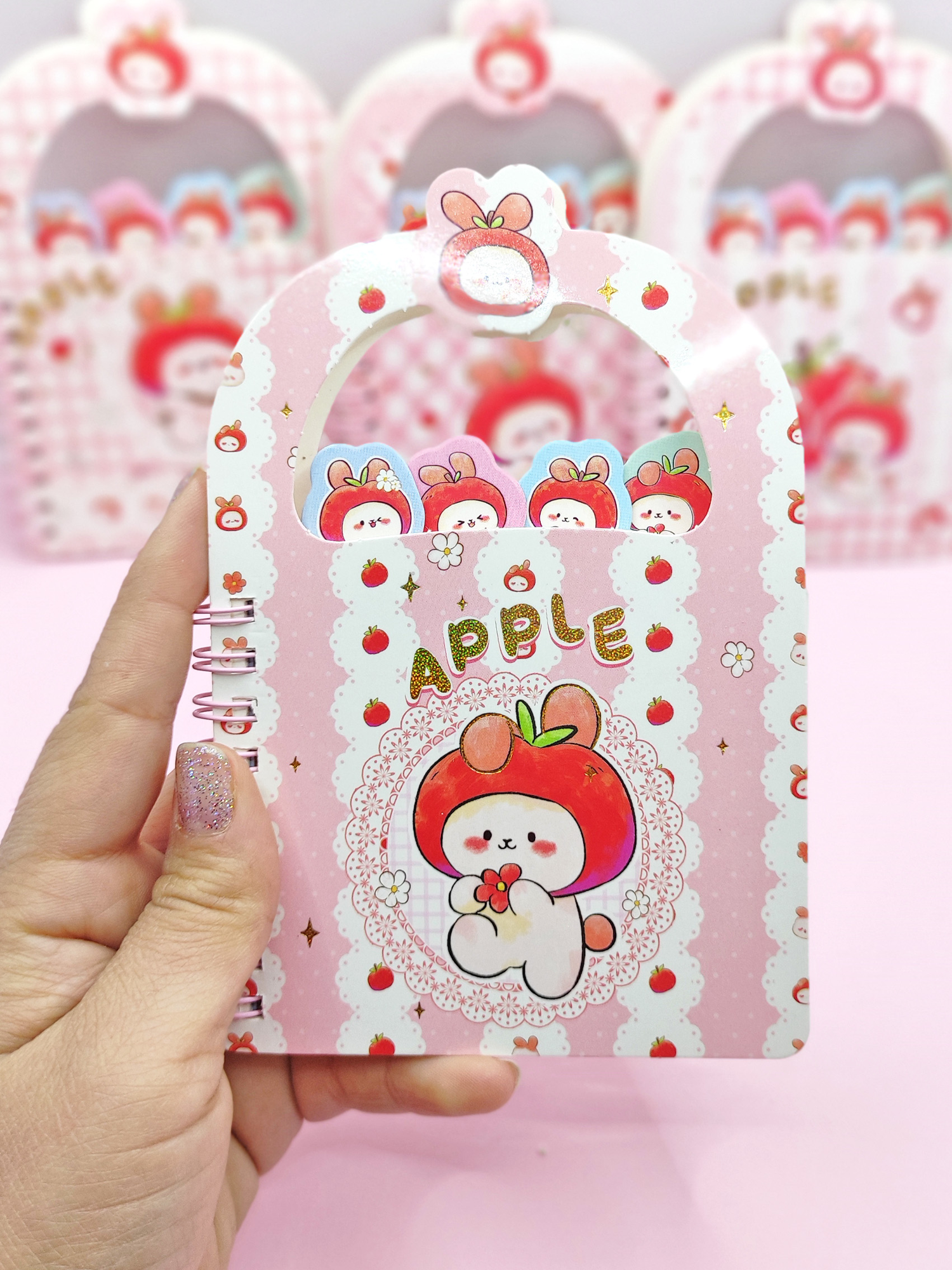 Apple Elma Tavşan Ayraçlı A6 Not Defteri (10x15 cm) - Çiçekli Tav