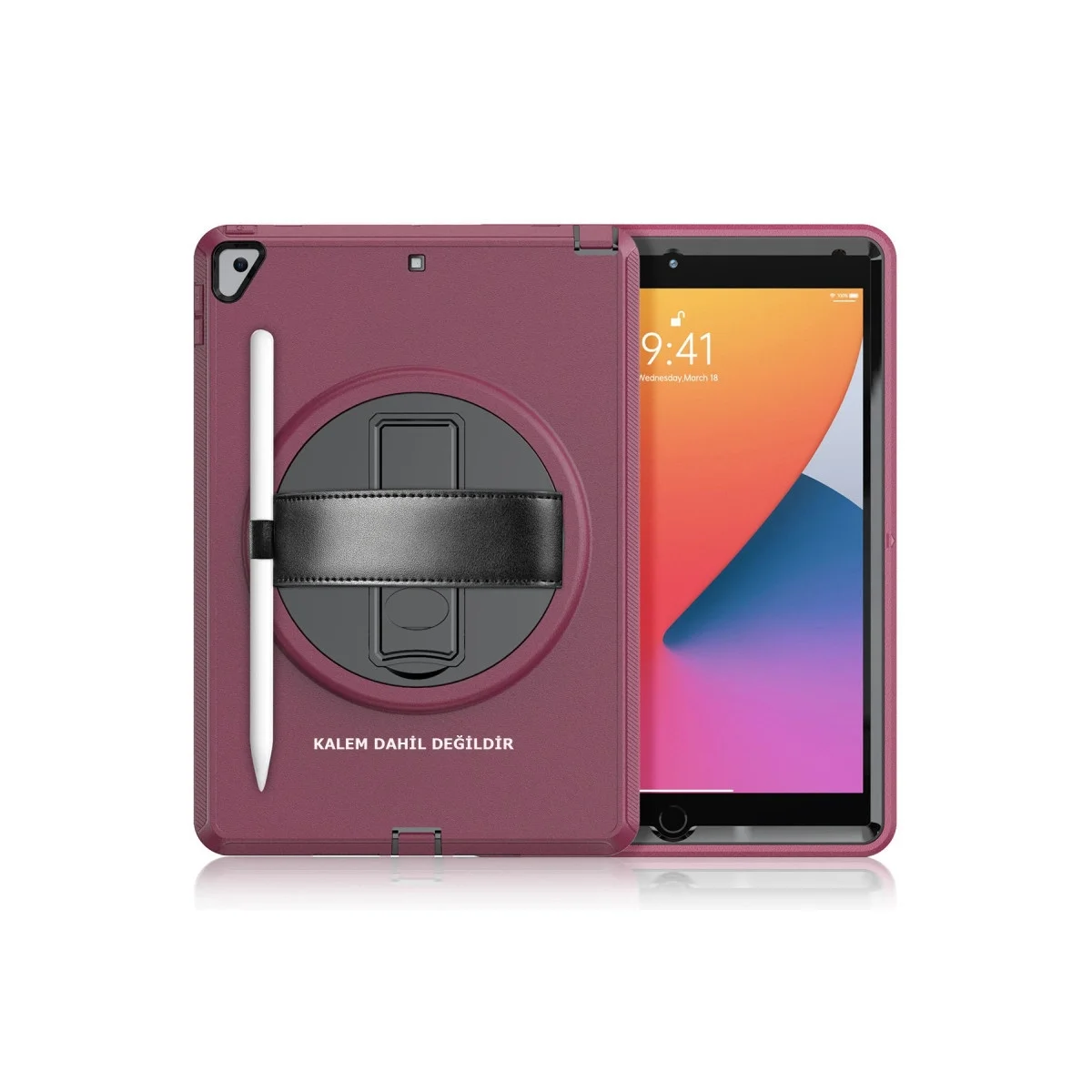 Apple İpad 10.2 (7.nesil) Kılıf Hand Strap Tablet Kılıfı - Mürdüm Apple İpad 10.2 (7.nesil) Kılıf Hand Strap Tablet Kılıfı - Mürdüm