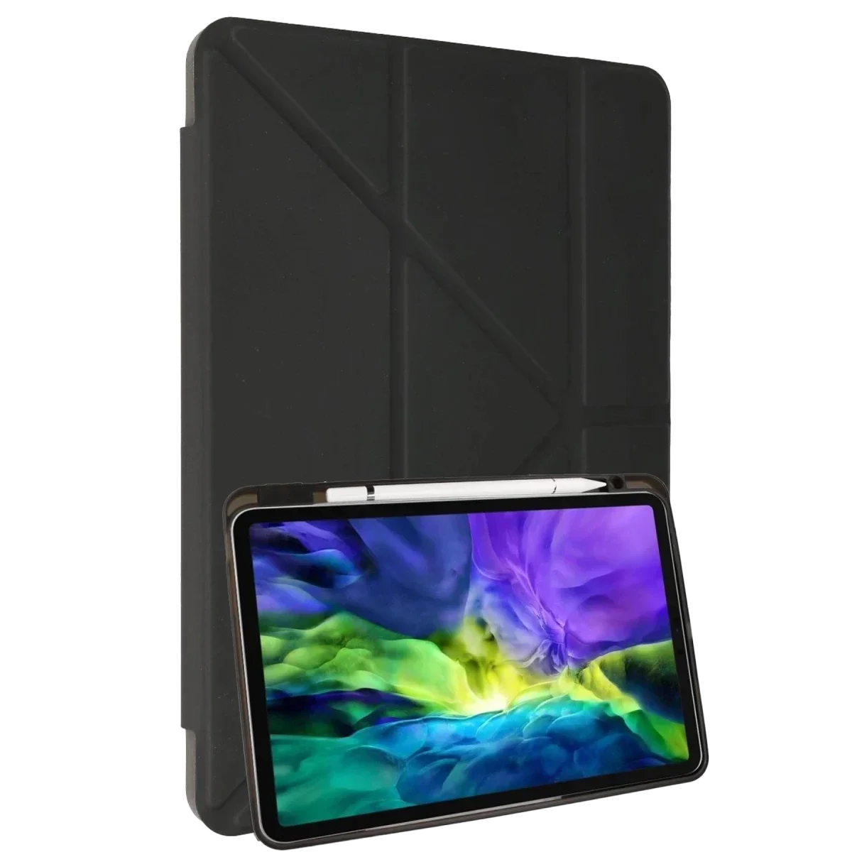 Apple iPad 10.2 (8.nesil) Kılıf Kalemlikli Mars Tablet Kılıfı - Koyu Gri
