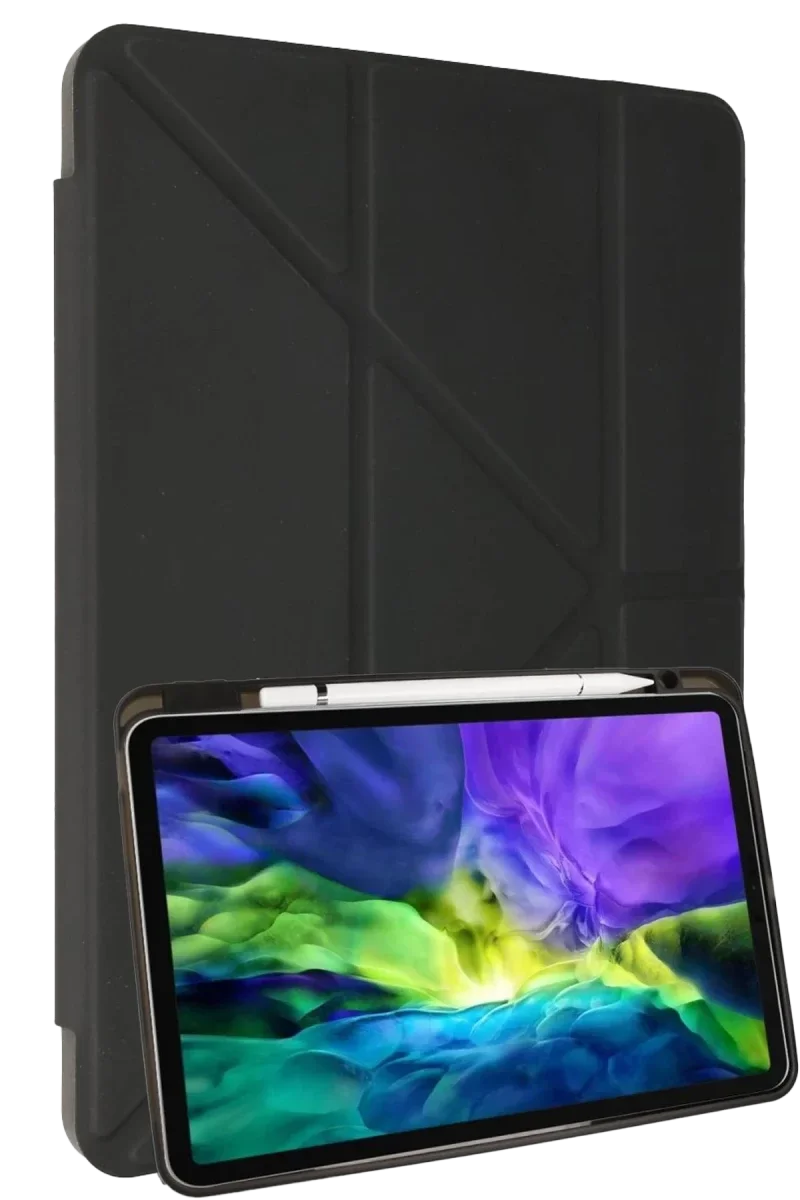Apple iPad 10.2 (8.nesil) Kılıf Kalemlikli Mars Tablet Kılıfı - Koyu Gri