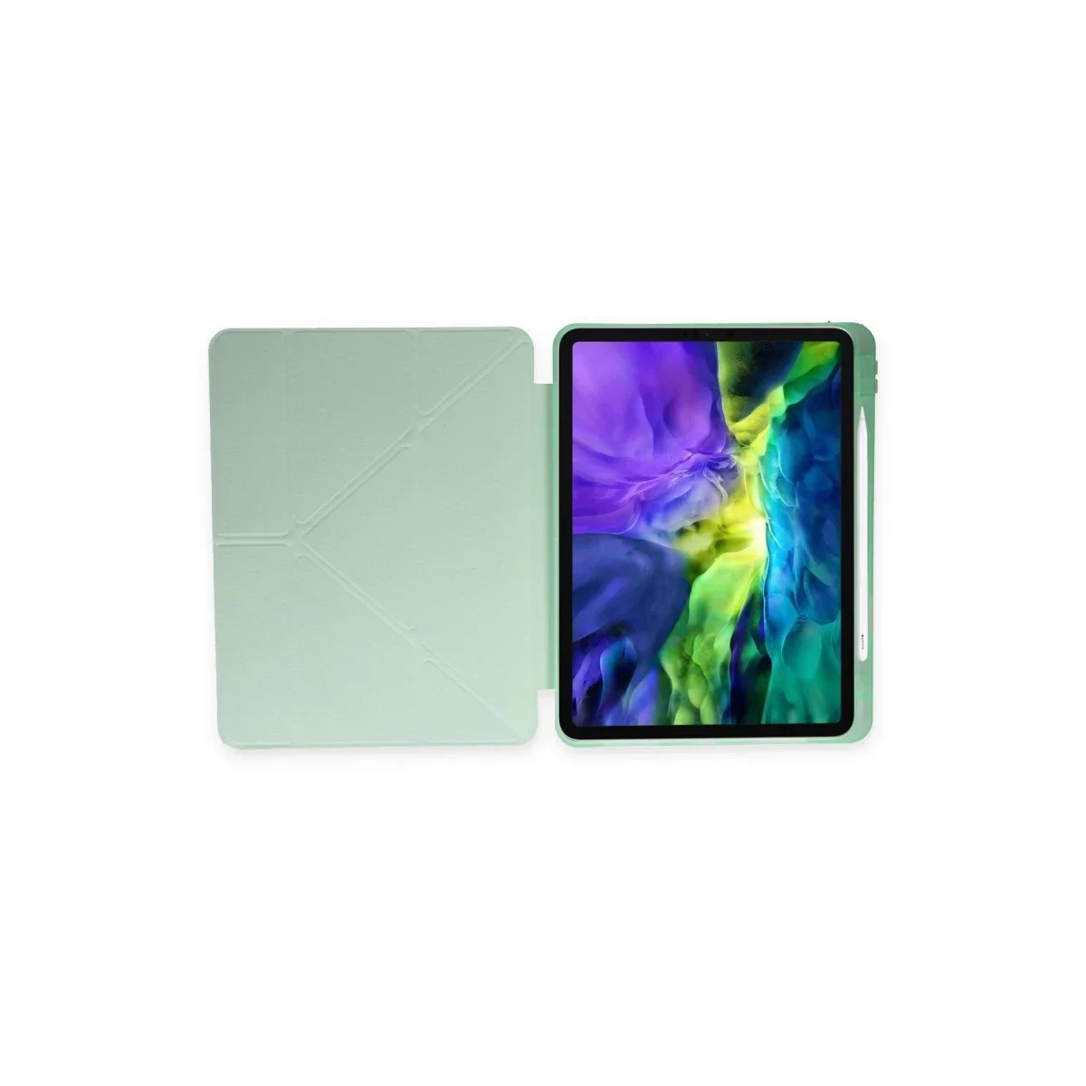 Apple iPad 10.2 (8.nesil) Kılıf Kalemlikli Mars Tablet Kılıfı - Açık Yeşil