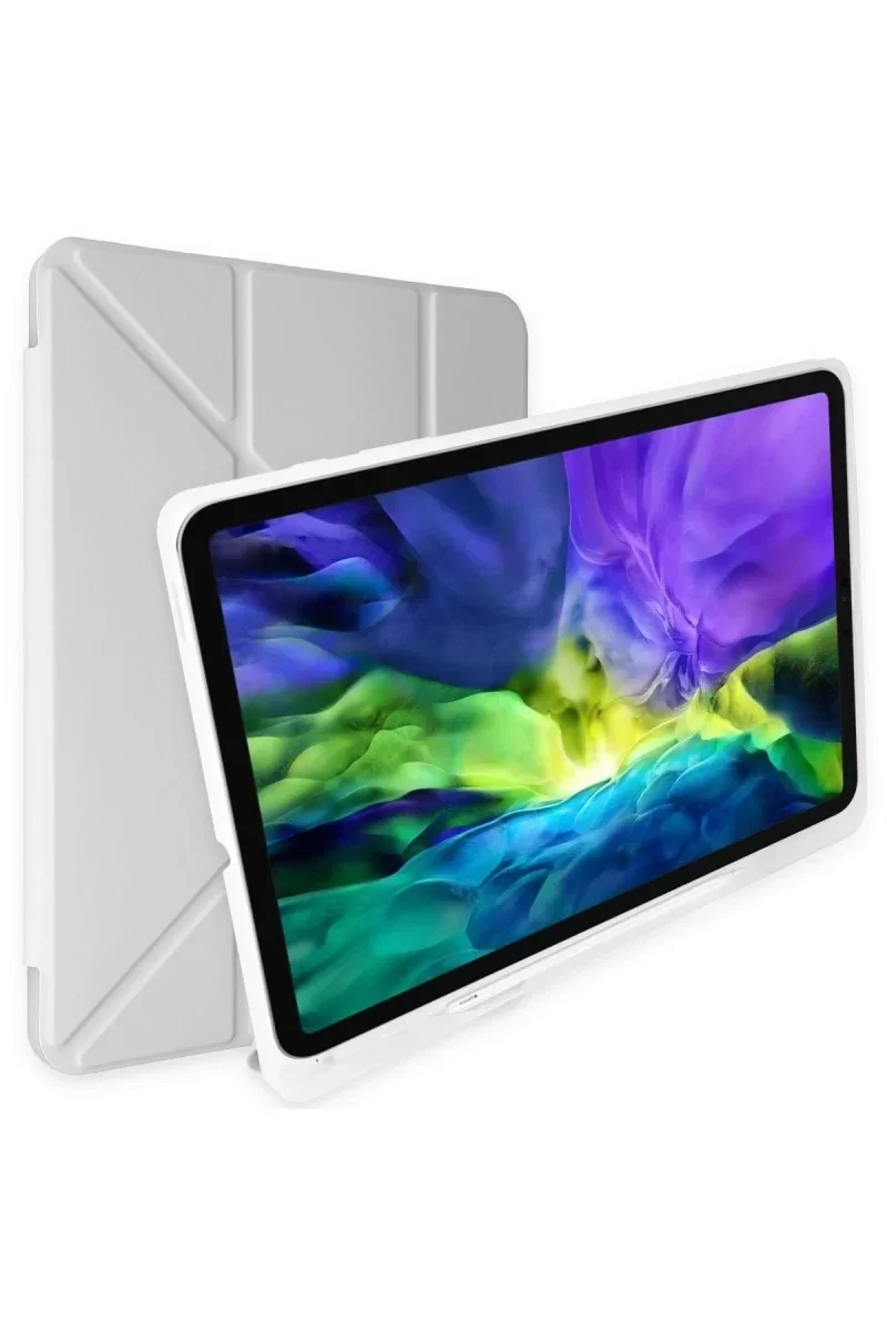 Apple iPad 2025 10.9 10.Nesil (A16) Kılıf Kalemlikli Mars Tablet Kılıfı - Gri