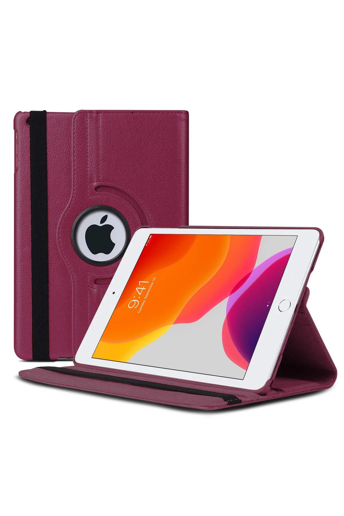 Apple iPad 4 Deri Kapaklı 360 Kılıf Kırmızı