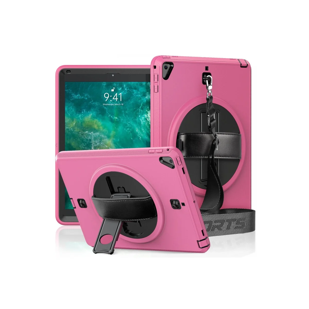 Apple İpad 5 Air 9.7 Kılıf Strap-c Otterbox Tablet Kapak - Pembe Apple İpad 5 Air 9.7 Kılıf Strap-c Otterbox Tablet Kapak - Pembe