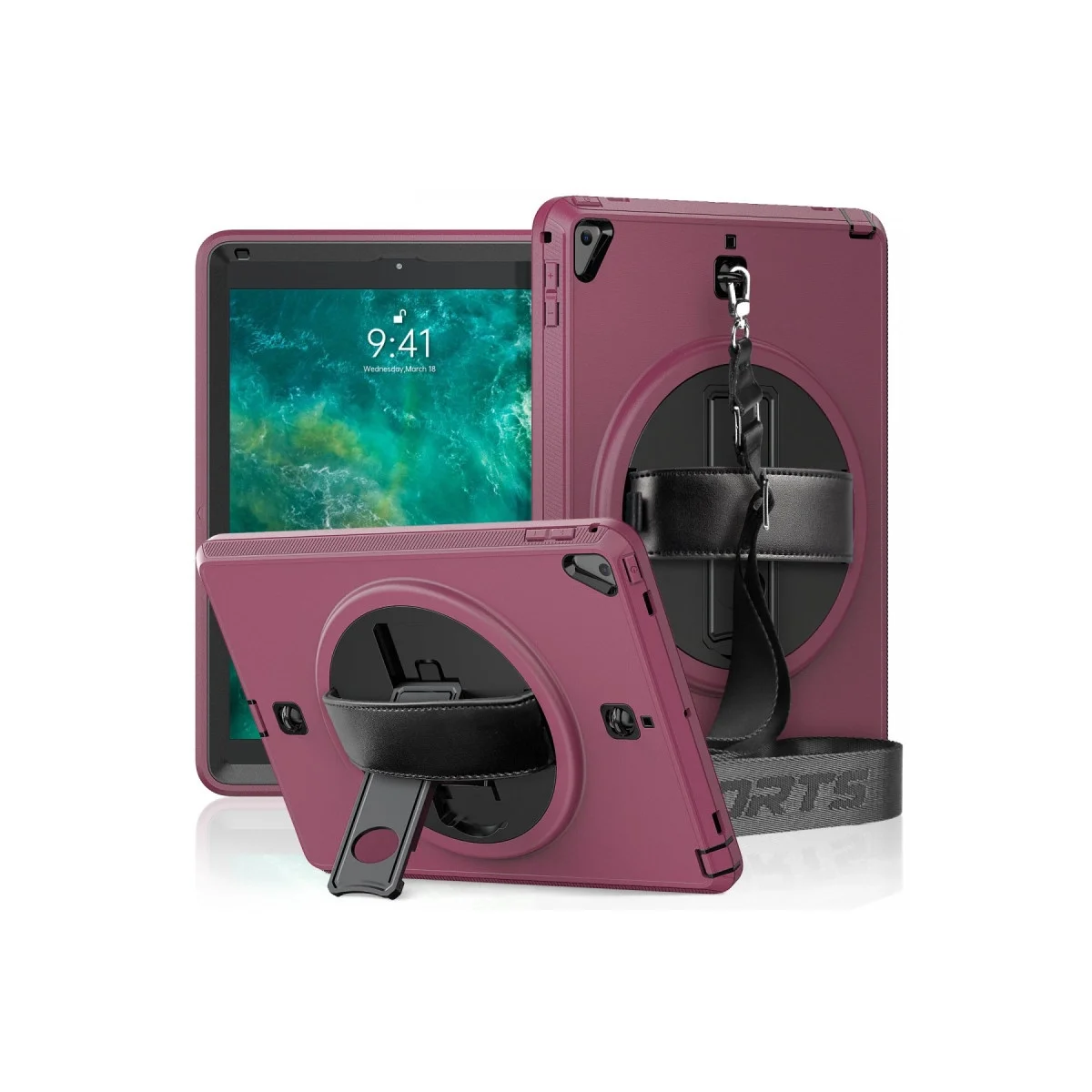 Apple İpad 5 Air 9.7 Kılıf Strap-c Otterbox Tablet Kapak - Mürdüm Apple İpad 5 Air 9.7 Kılıf Strap-c Otterbox Tablet Kapak - Mürdüm