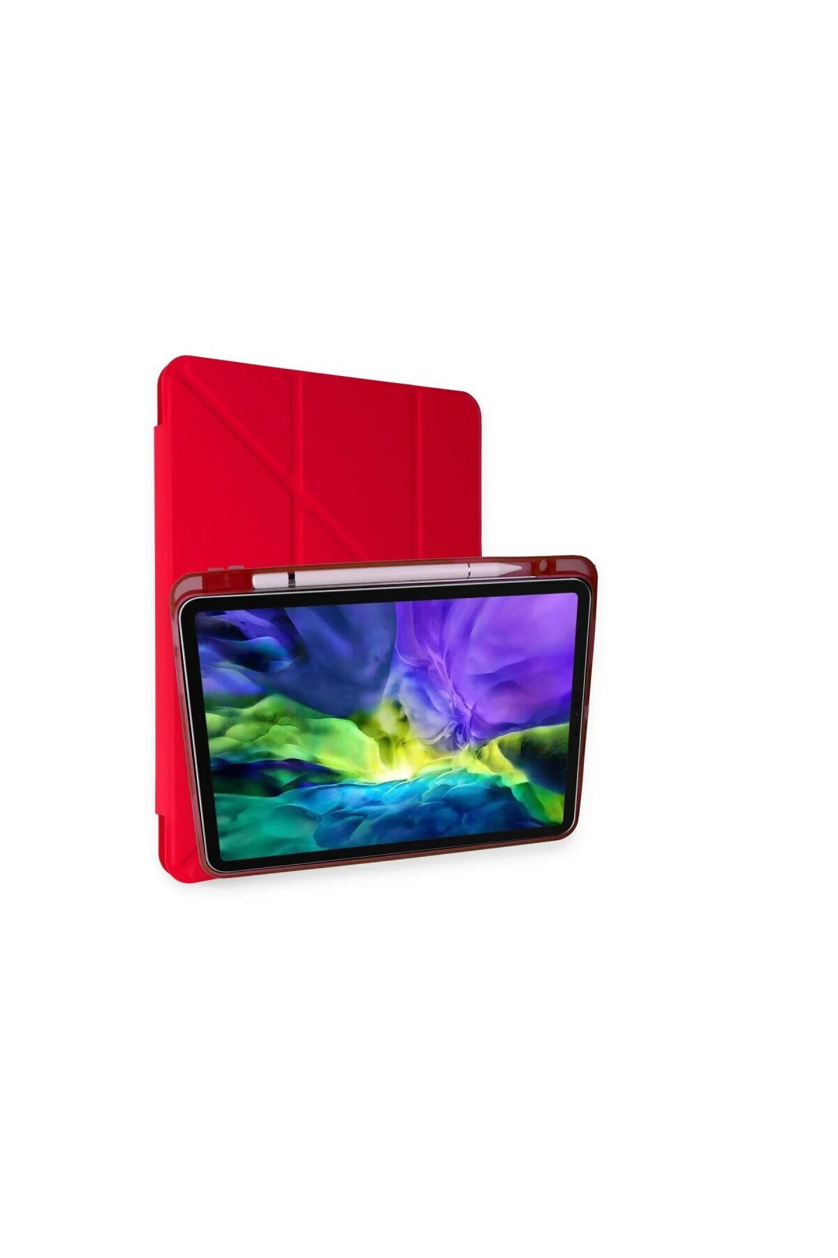 Apple İpad Air 4 10.9 Kılıf Kalemlikli Mars Tablet Kılıfı - Kırmı