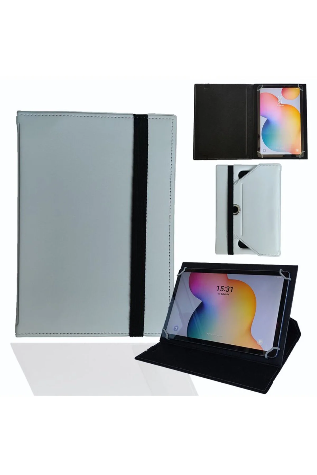 Apple iPad Mini 2 7.9" Tablet Uyumlu Standlı Üniversal Kapaklı Ta