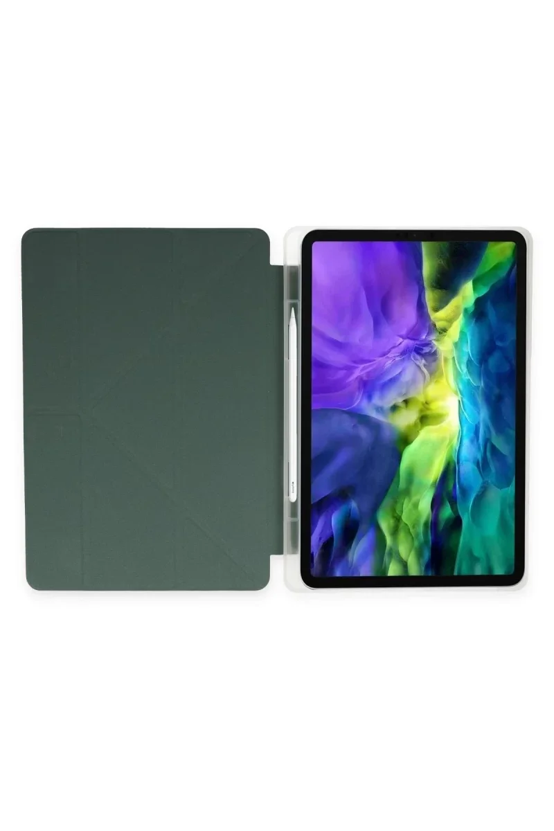 Apple iPad Pro 11 (2024) Kılıf Kalemlikli Mars Tablet Kılıfı - Koyu Yeşil
