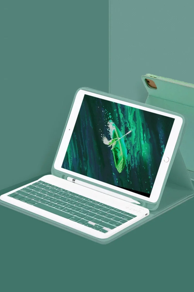 Apple iPad Pro 12.9 (2024) Kılıf KC01 Smart Klavyeli Tablet Kılıfı - Koyu Yeşil Apple iPad Pro 12.9 (2024) Kılıf KC01 Smart Klavyeli Tablet Kılıfı - Koyu Yeşil