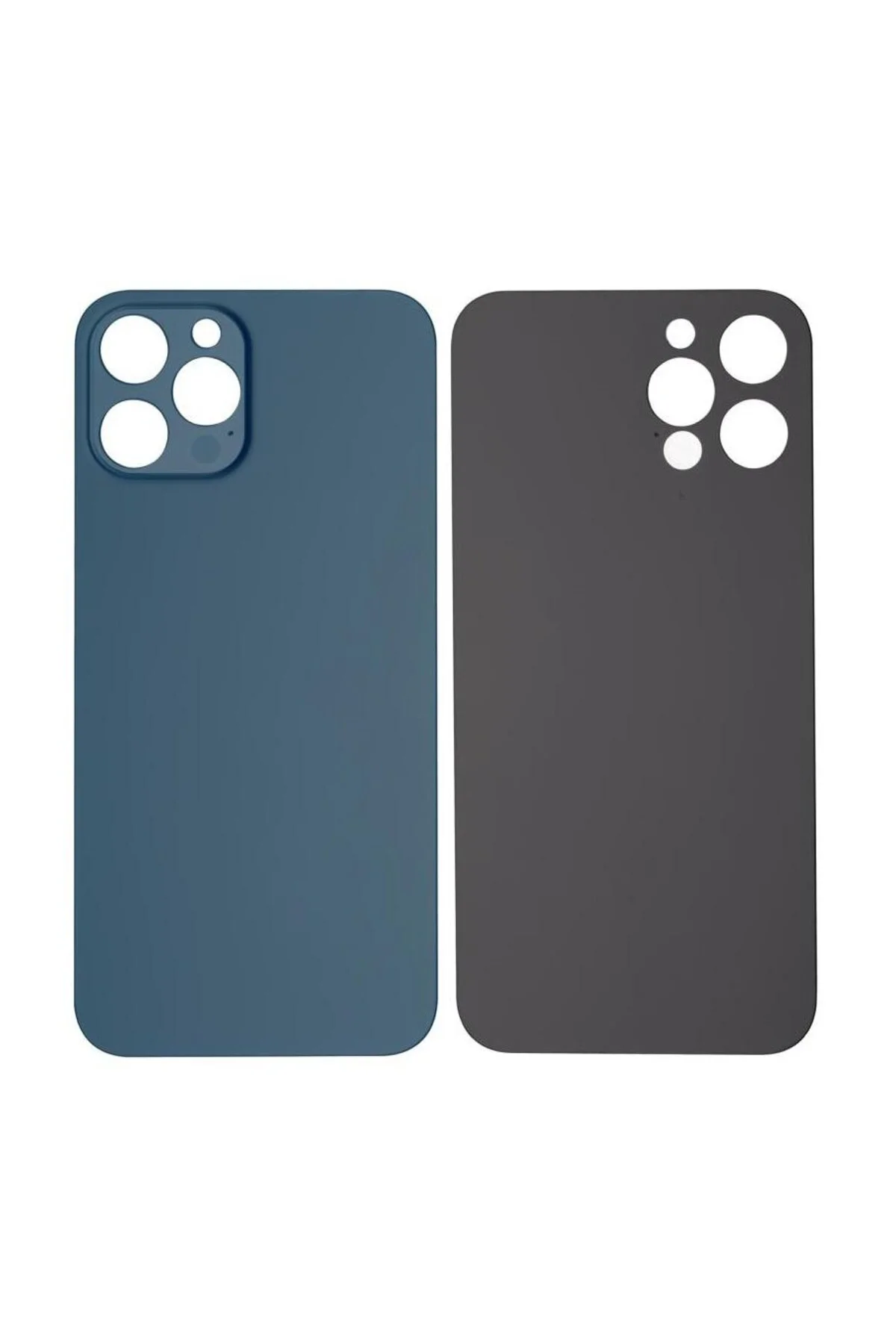 Apple iPh. 12 Pro Max Uyumlu LOGOLU Arka Pil Batarya Kapağı - LENS HARİÇ Mavi