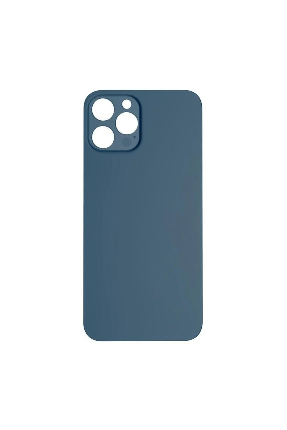 Apple iPh. 12 Pro Max Uyumlu LOGOLU Arka Pil Batarya Kapağı - LENS HARİÇ Mavi