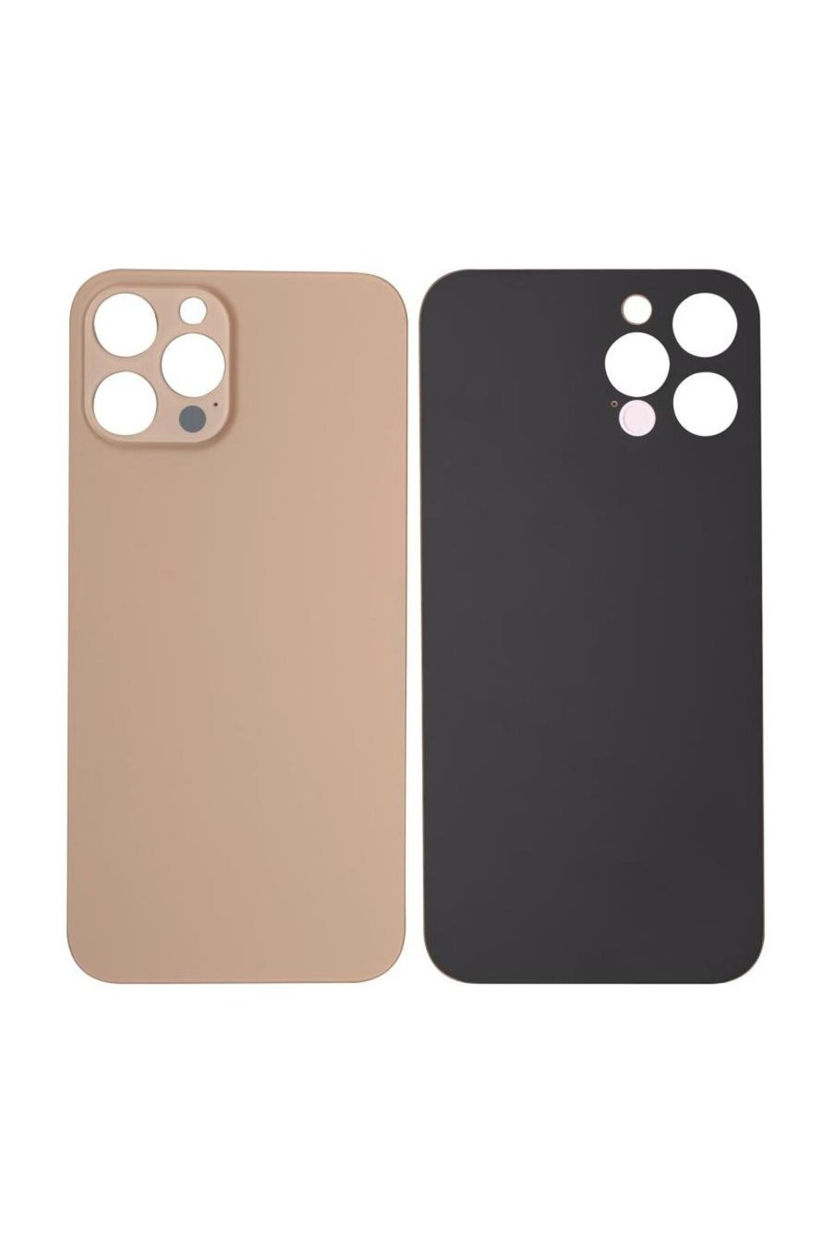 Apple iPh. 12 Pro Max Uyumlu LOGOLU Arka Pil Batarya Kapağı - LENS HARİÇ Gold