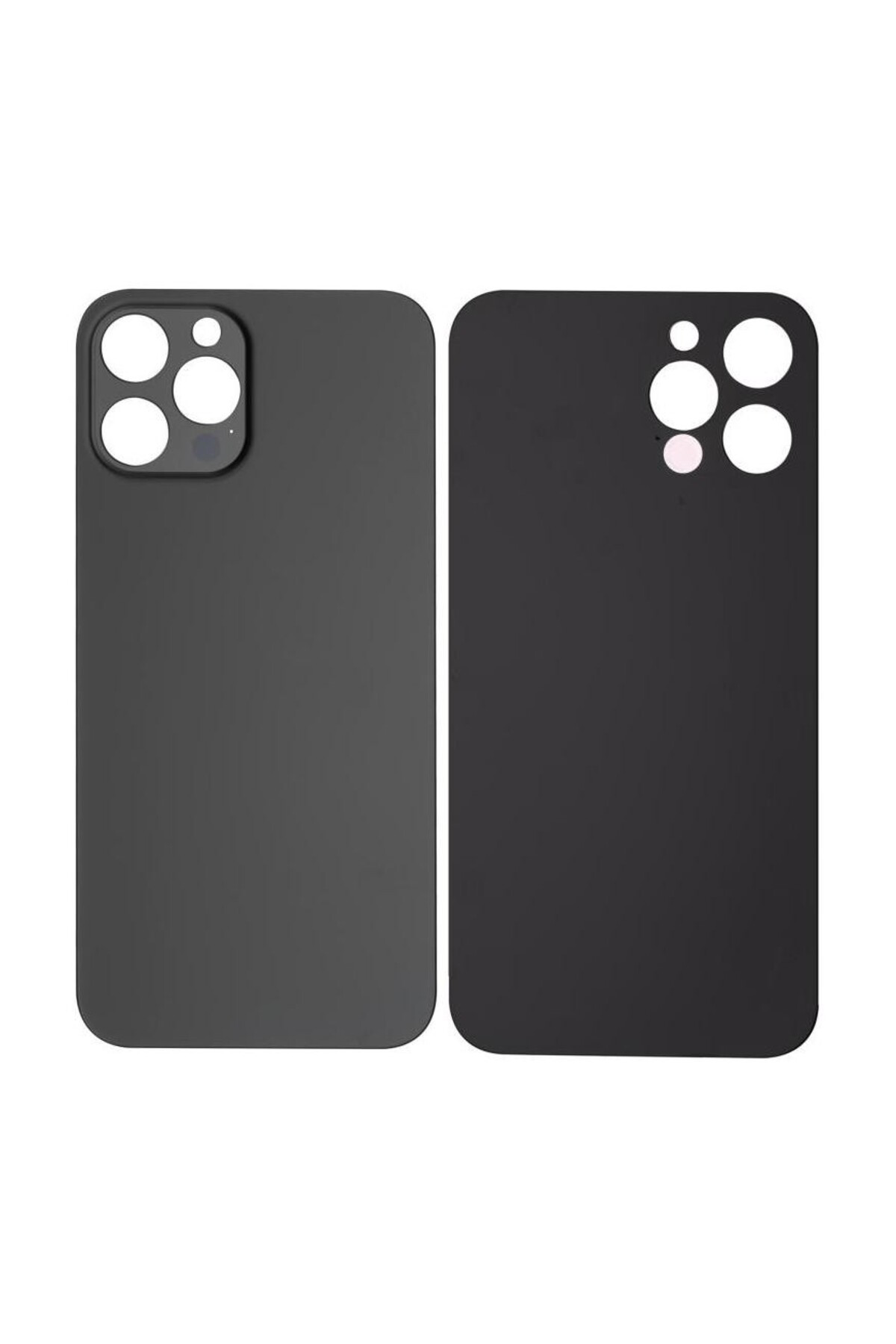 Apple iPh. 12 Pro Max Uyumlu LOGOLU Arka Pil Batarya Kapağı - LENS HARİÇ Siyah