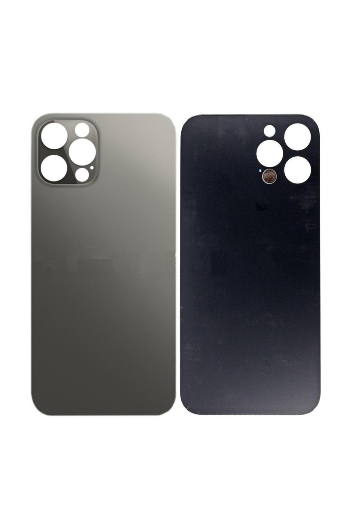 Apple iPh. 12 Pro Uyumlu LOGOLU Arka Pil Batarya Kapağı - LENS HARİÇ Siyah