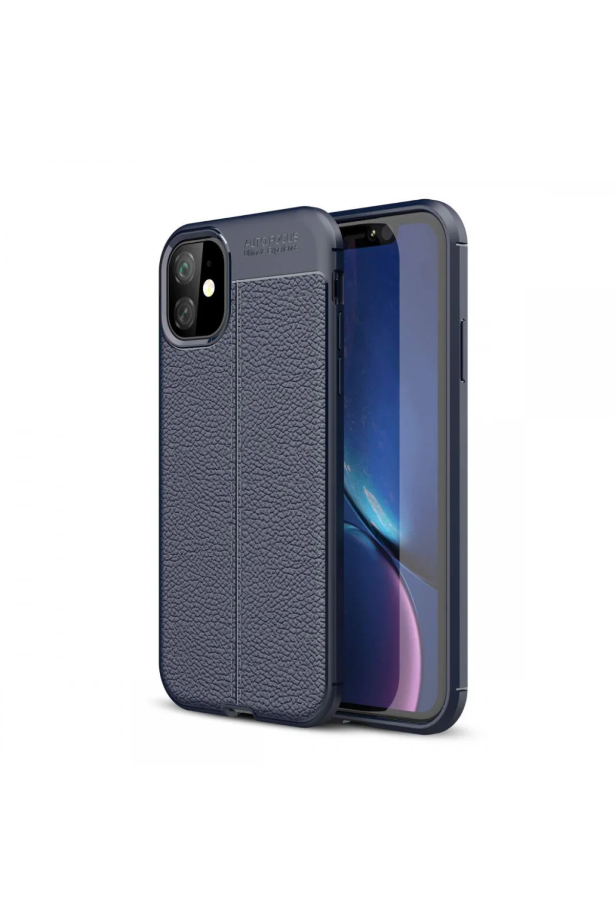 Apple iPhone 11 Deri Görünümlü Silikon Siyah