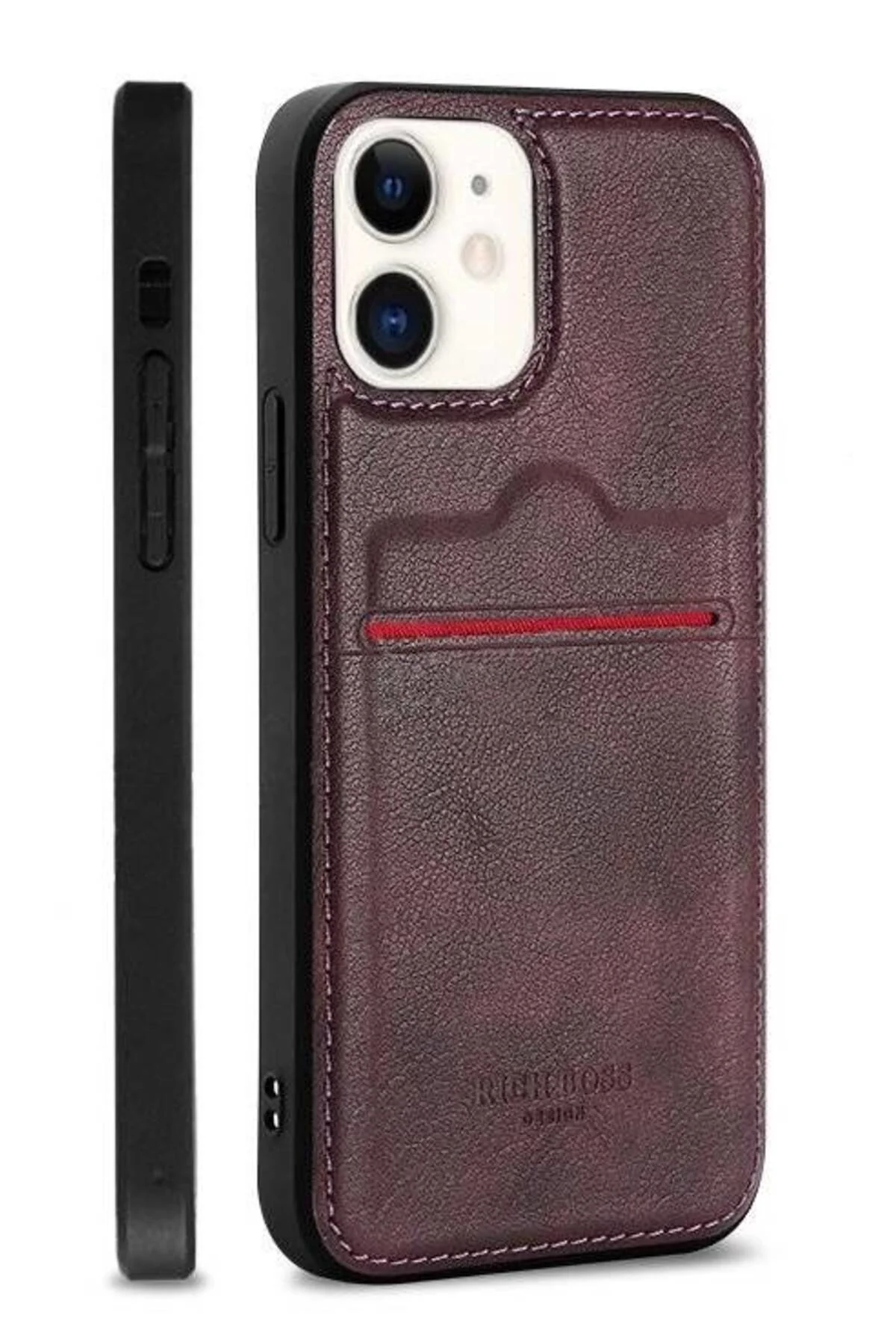 Apple iPhone 11 Kartlıklı Rich Boss Lüx Deri Kılıf Koyu Kırmızı