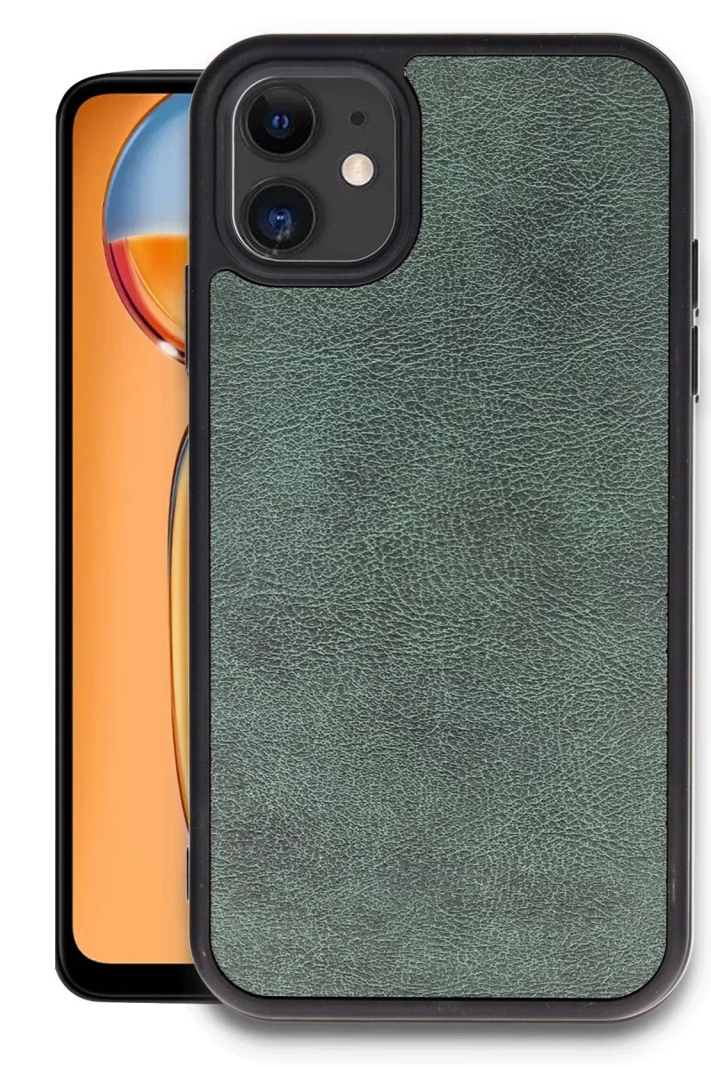 Apple iPhone 11 Kılıf Aras Deri Kapak - Koyu Yeşil