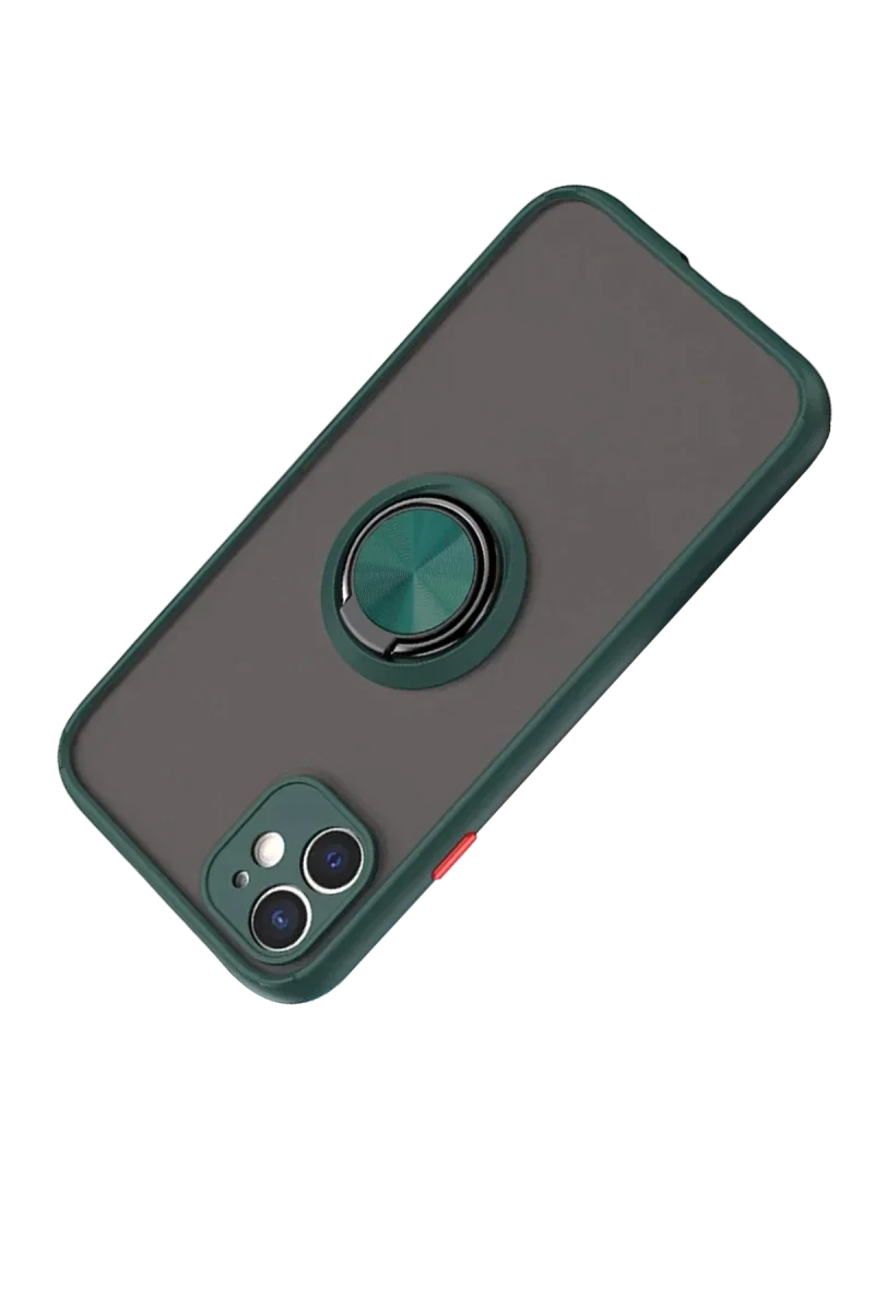Apple iPhone 11 Kılıf Montreal Yüzüklü Silikon Kapak - Yeşil Apple iPhone 11 Kılıf Montreal Yüzüklü Silikon Kapak - Yeşil