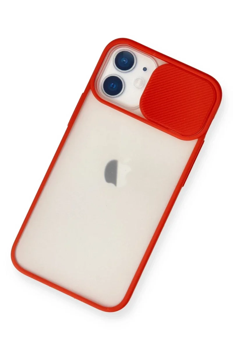 Apple iPhone 11 Kılıf Palm Buzlu Kamera Sürgülü Silikon - Kırmızı