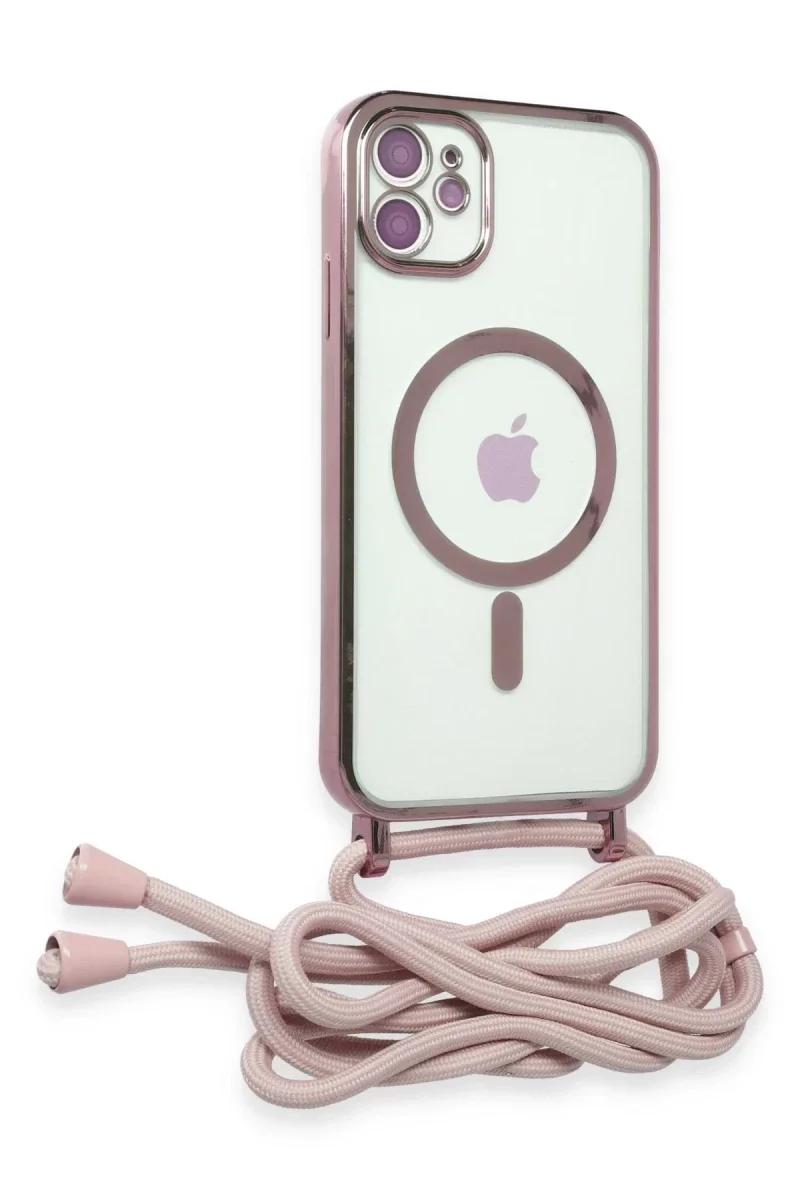 Apple iPhone 11 Kılıf Divo Lazer Askılı Magsafe Kapak - Pembe Fiyatı, Yorumları ve Özellikleri