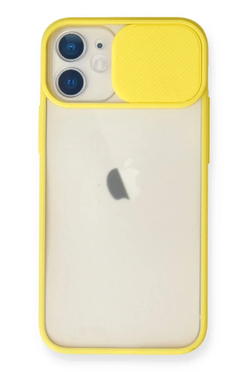 Apple iPhone 11 Kılıf Palm Buzlu Kamera Sürgülü Silikon - Sarı Apple iPhone 11 Kılıf Palm Buzlu Kamera Sürgülü Silikon - Sarı