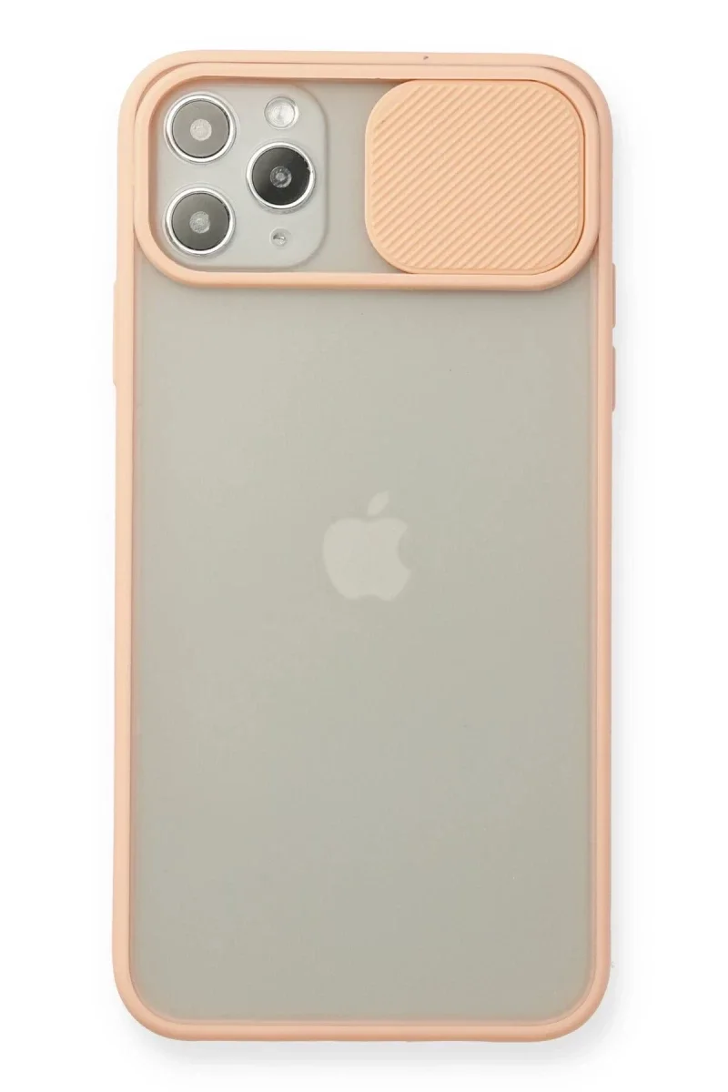 Apple iPhone 11 Pro Max Kılıf Palm Buzlu Kamera Sürgülü Silikon - Pembe