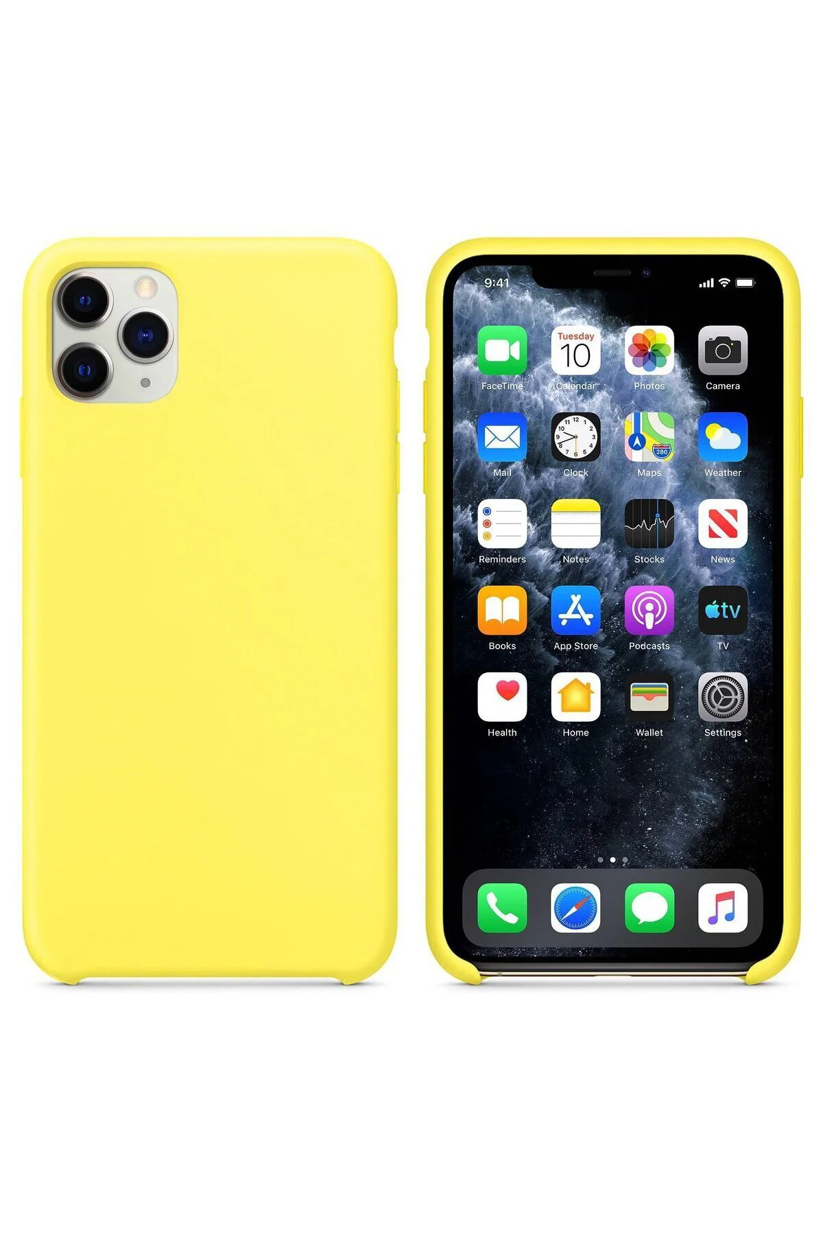Apple iPhone 11 Pro Altı Açık Liquit Lansman Silikon Limon Sarısı