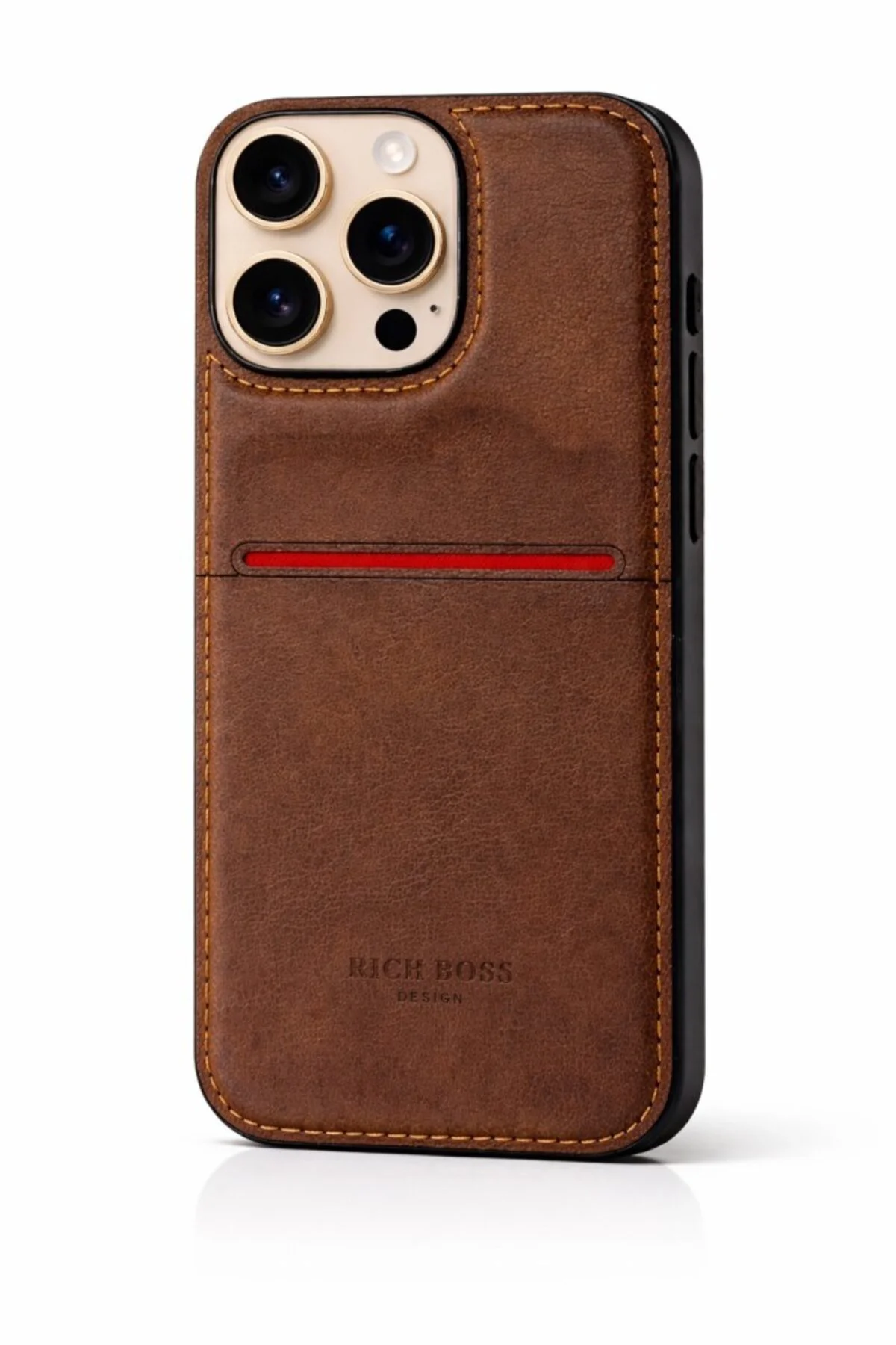 Apple iPhone 11 Pro Max Kartlıklı Rich Boss Lüx Deri Kılıf Koyu K