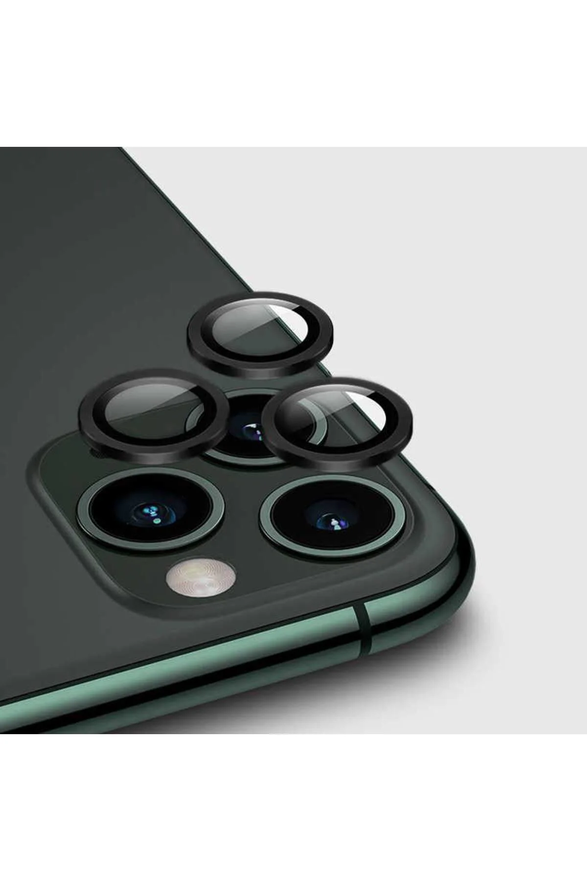 Apple iPhone 11 Pro Metal Çerçeveli Kamera Koruma Lensi Siyah