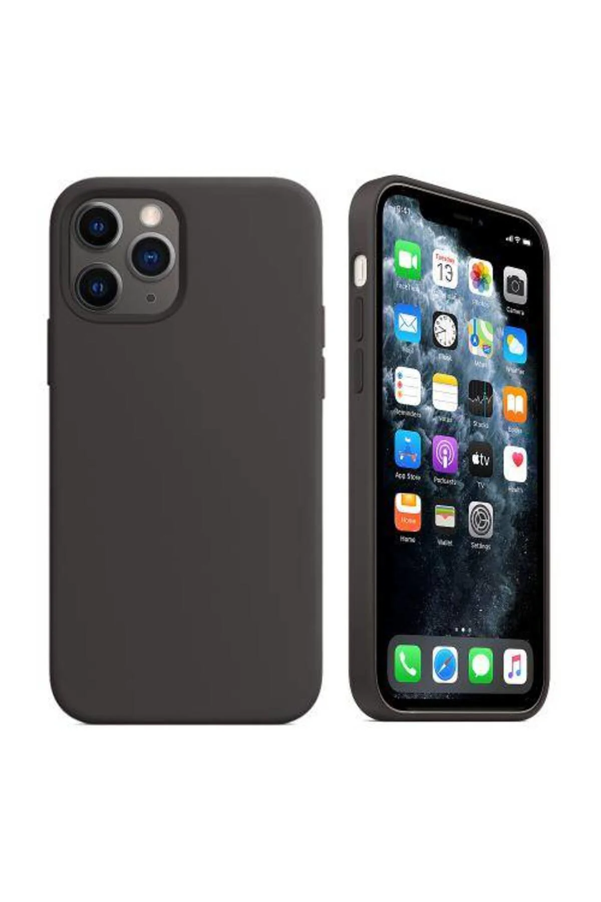 Apple iPhone 11 Pro Max İçi Kadife Silikon Kılıf Lacivert