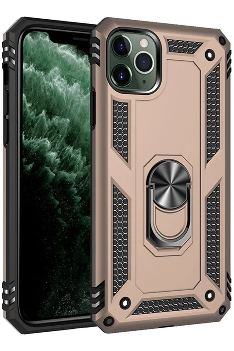 Apple iPhone 11 Pro Max Kılıf Sofya Yüzüklü Silikon Kapak - Gold Apple iPhone 11 Pro Max Kılıf Sofya Yüzüklü Silikon Kapak - Gold