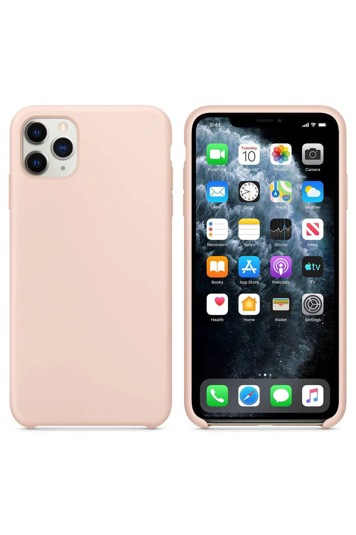 Apple iPhone 11 Pro Max Altı Açık Liquit Lansman Silikon Toz Pemb