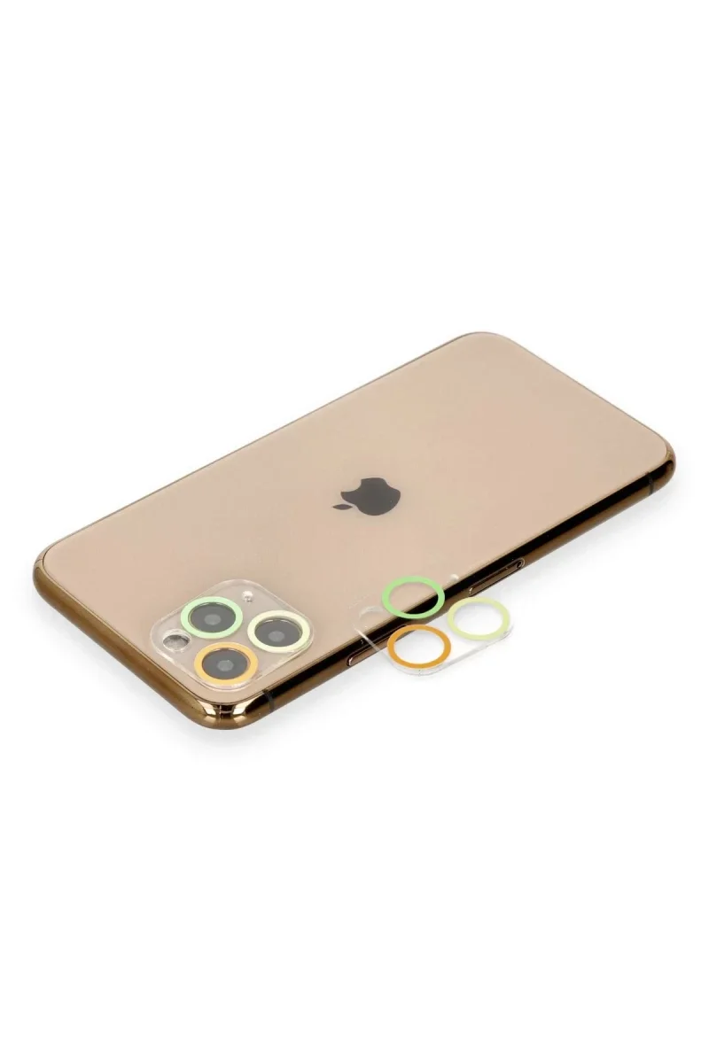 Apple iPhone 11 Pro Renkli Kamera Lens Koruma Cam - Sarı-Turuncu Apple iPhone 11 Pro Renkli Kamera Lens Koruma Cam - Sarı-Turuncu