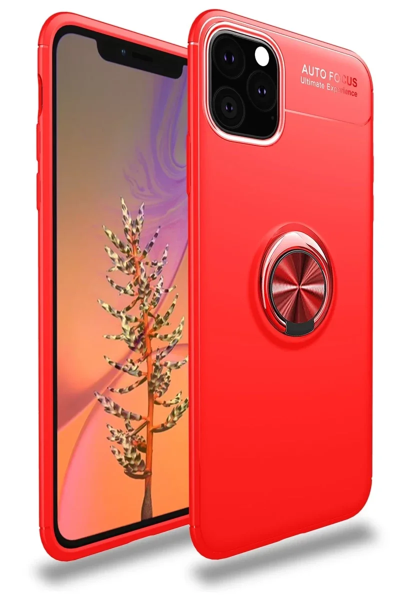 Apple iPhone 11 Pro Max Kılıf Range Yüzüklü Silikon - Kırmızı Apple iPhone 11 Pro Max Kılıf Range Yüzüklü Silikon - Kırmızı