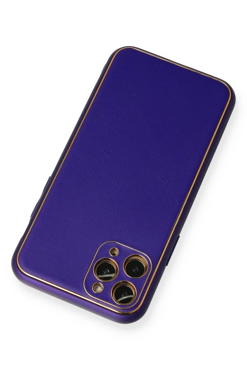 Apple iPhone 11 Pro Kılıf Coco Deri Silikon Kapak - Mor Apple iPhone 11 Pro Kılıf Coco Deri Silikon Kapak - Mor