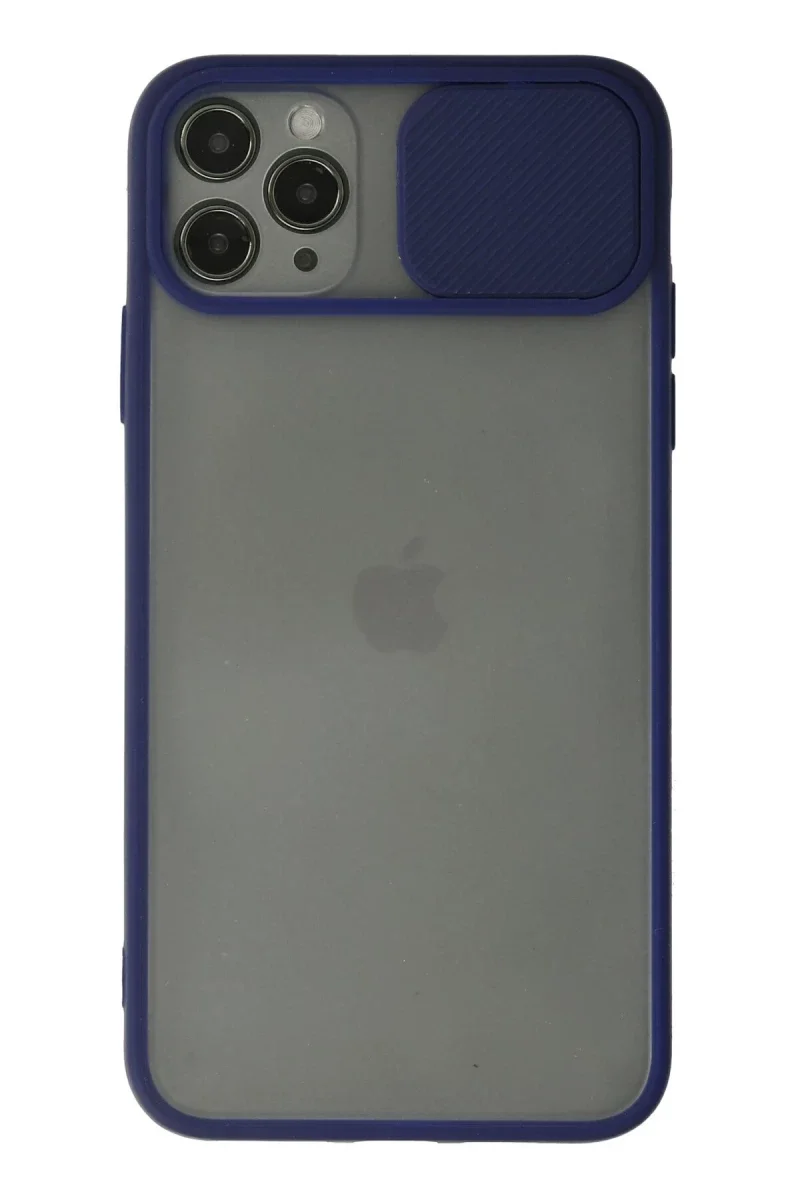 Apple iPhone 11 Pro Max Kılıf Palm Buzlu Kamera Sürgülü Silikon - Lacivert Apple iPhone 11 Pro Max Kılıf Palm Buzlu Kamera Sürgülü Silikon - Lacivert