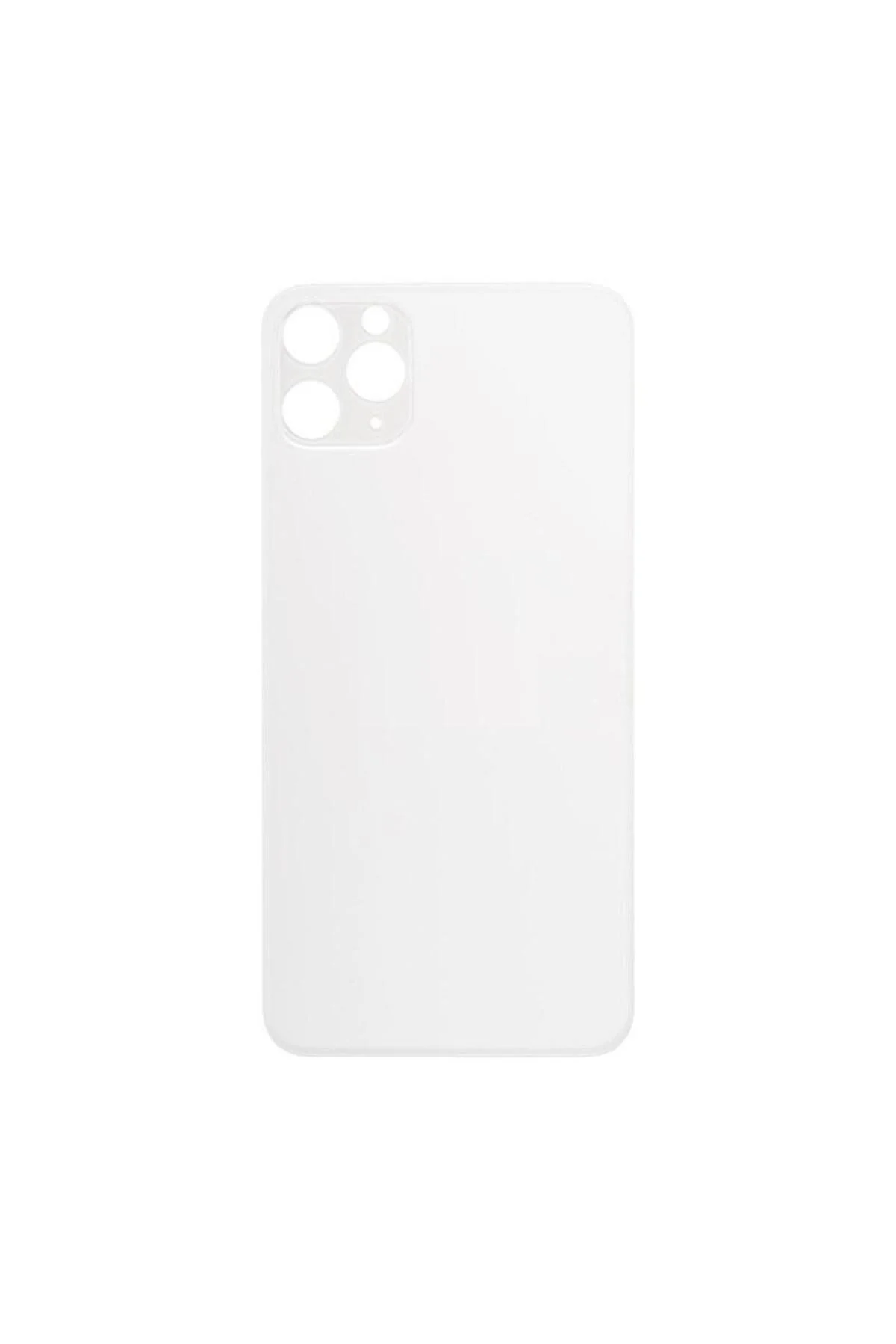 Apple iPhone 11 Pro Max Uyumlu, Logolu, Cam Arka Pil Batarya Kapağı -LAZER KESİM Silver (Açık Gri)