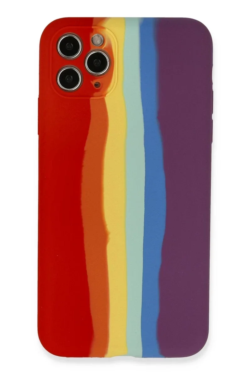 Apple iPhone 11 Pro Kılıf Ebruli Lansman Silikon - Kırmızı-Mor