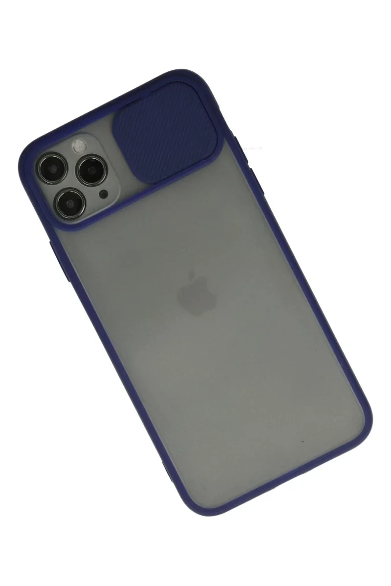 Apple iPhone 11 Pro Max Kılıf Palm Buzlu Kamera Sürgülü Silikon - Lacivert Apple iPhone 11 Pro Max Kılıf Palm Buzlu Kamera Sürgülü Silikon - Lacivert