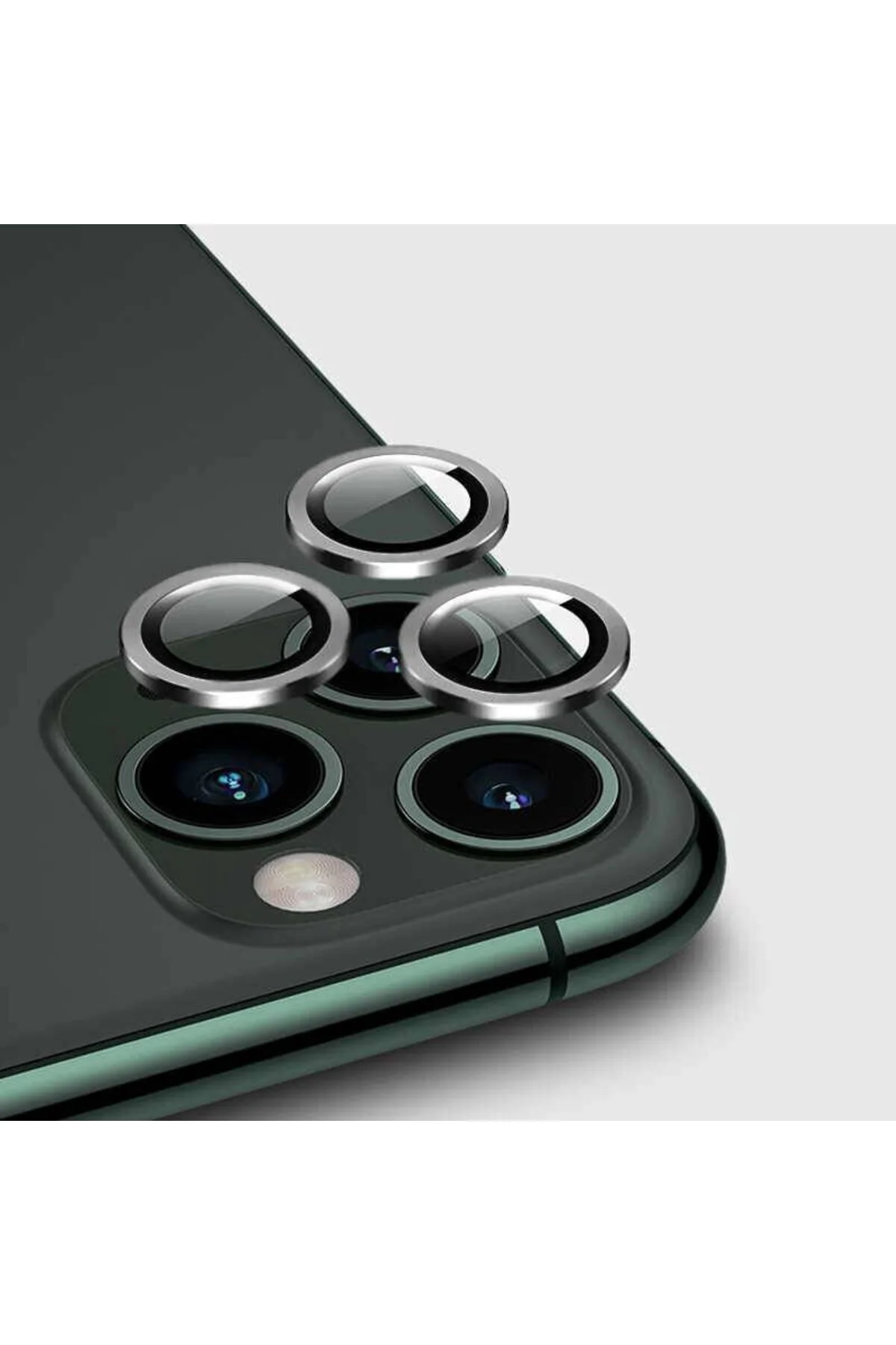 Apple iPhone 11 Pro Metal Çerçeveli Kamera Koruma Lensi Gümüş