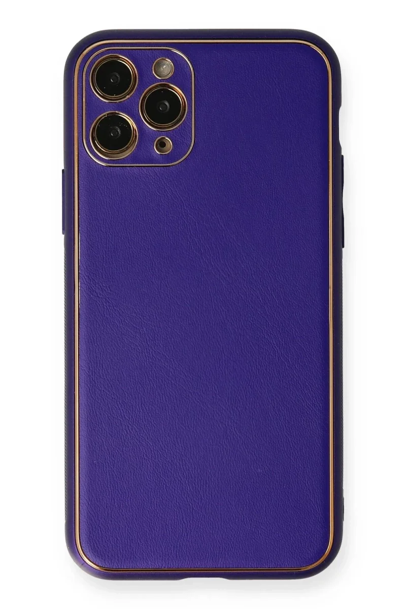 Apple iPhone 11 Pro Kılıf Coco Deri Silikon Kapak - Mor Apple iPhone 11 Pro Kılıf Coco Deri Silikon Kapak - Mor