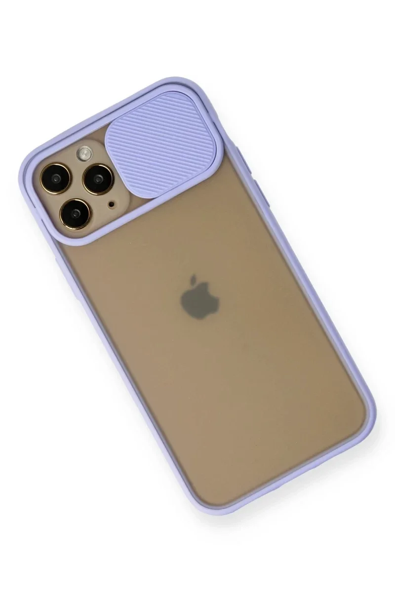 Apple iPhone 11 Pro Kılıf Palm Buzlu Kamera Sürgülü Silikon - Lila